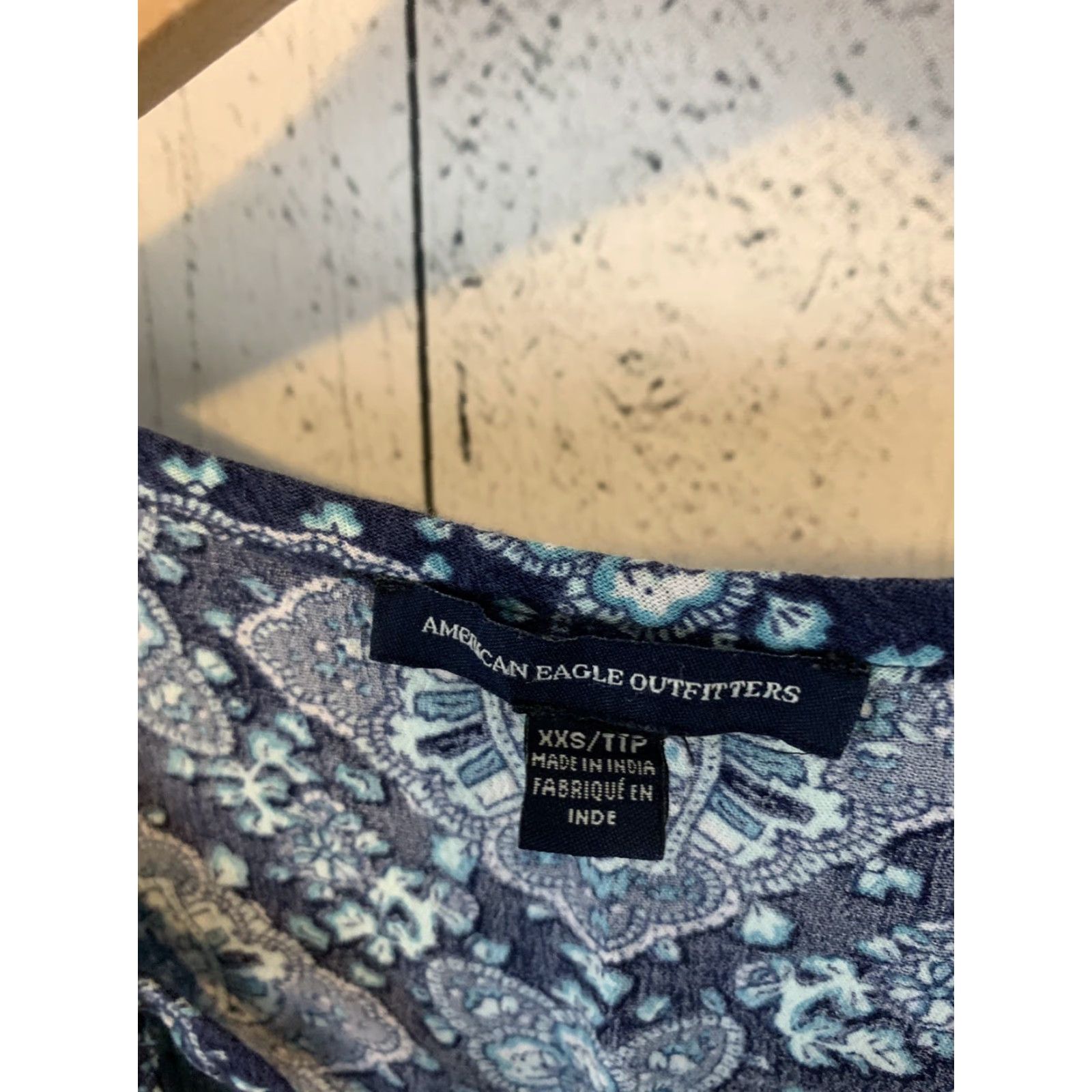 American Eagle Outfitters American Eagle Outfitters Dress Women's 2XS Short Sleeve 3/4 Floral Paisley Blue Shirt Dress Womens Boys Girls Adult XS? Size XXS / US 00 / IT 34 - 2 Thumbnail