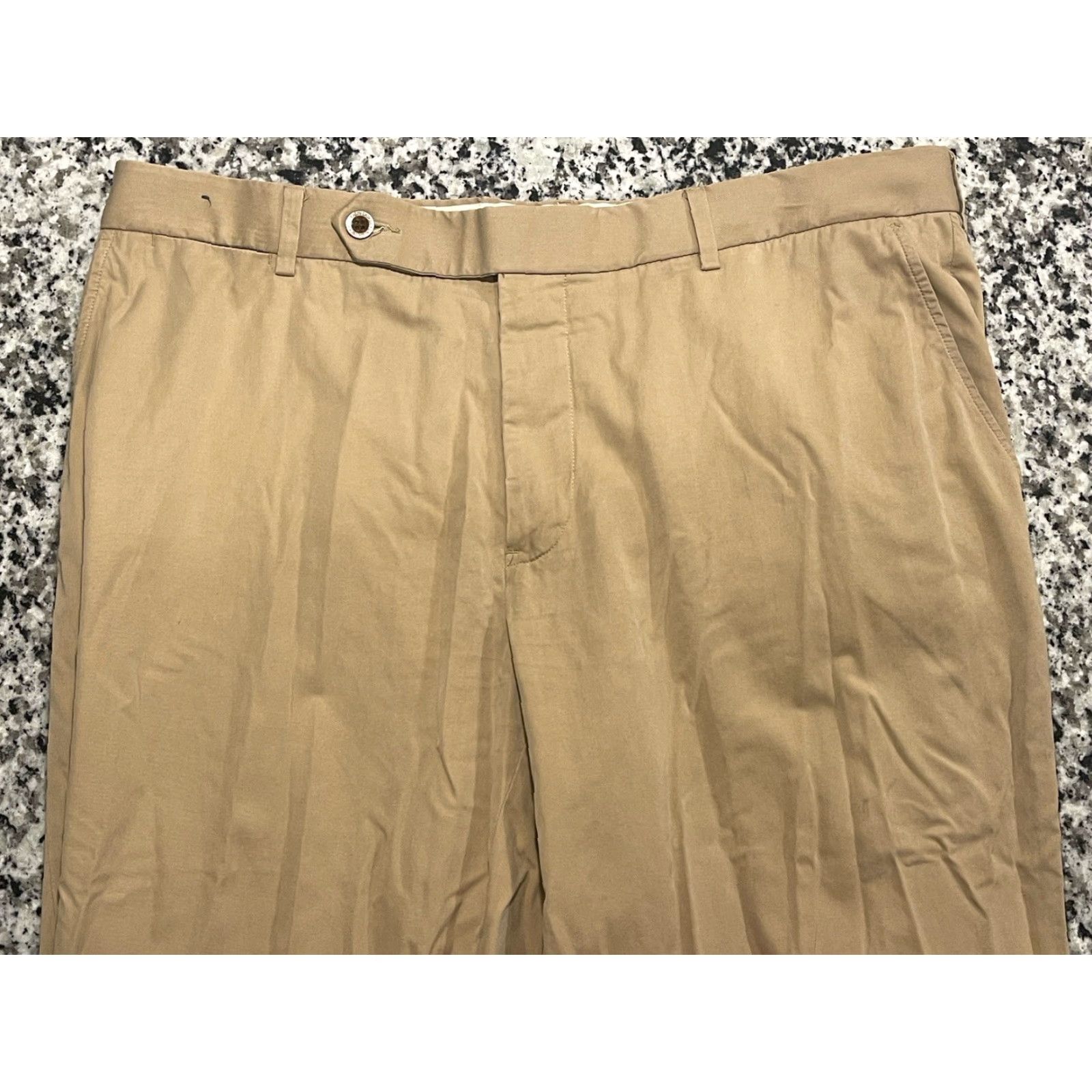 Polo Ralph Lauren VINTAGE Polo Ralph Lauren Pants Mens 36X33 Silk Blend Beige Flat Front Straight Leg Chino Trousers Size US M / EU 48-50 / 2 - 2 Thumbnail