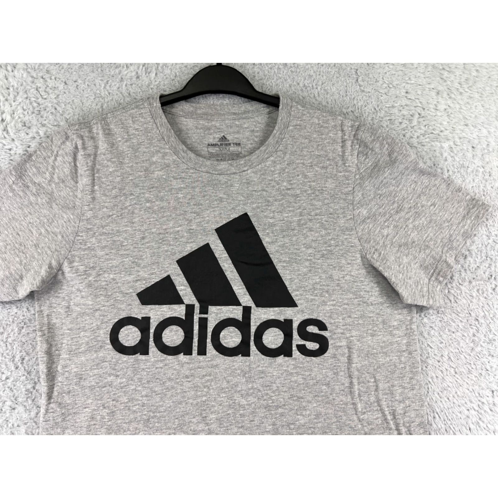 Adidas Adidas Shirt Mens Medium Gray Black Spellout Logo Short Sleeve Crew Cotton Blend Size US M / EU 48-50 / 2 - 5 Thumbnail