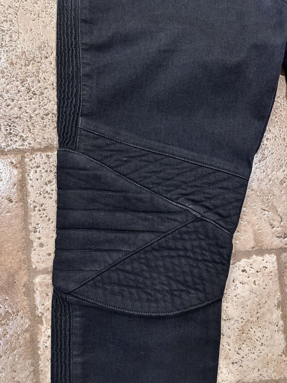 Balmain Balmain Double Zipper Black Wax Paneled Moto Biker Denim Size US 36 / EU 52 - 4 Thumbnail