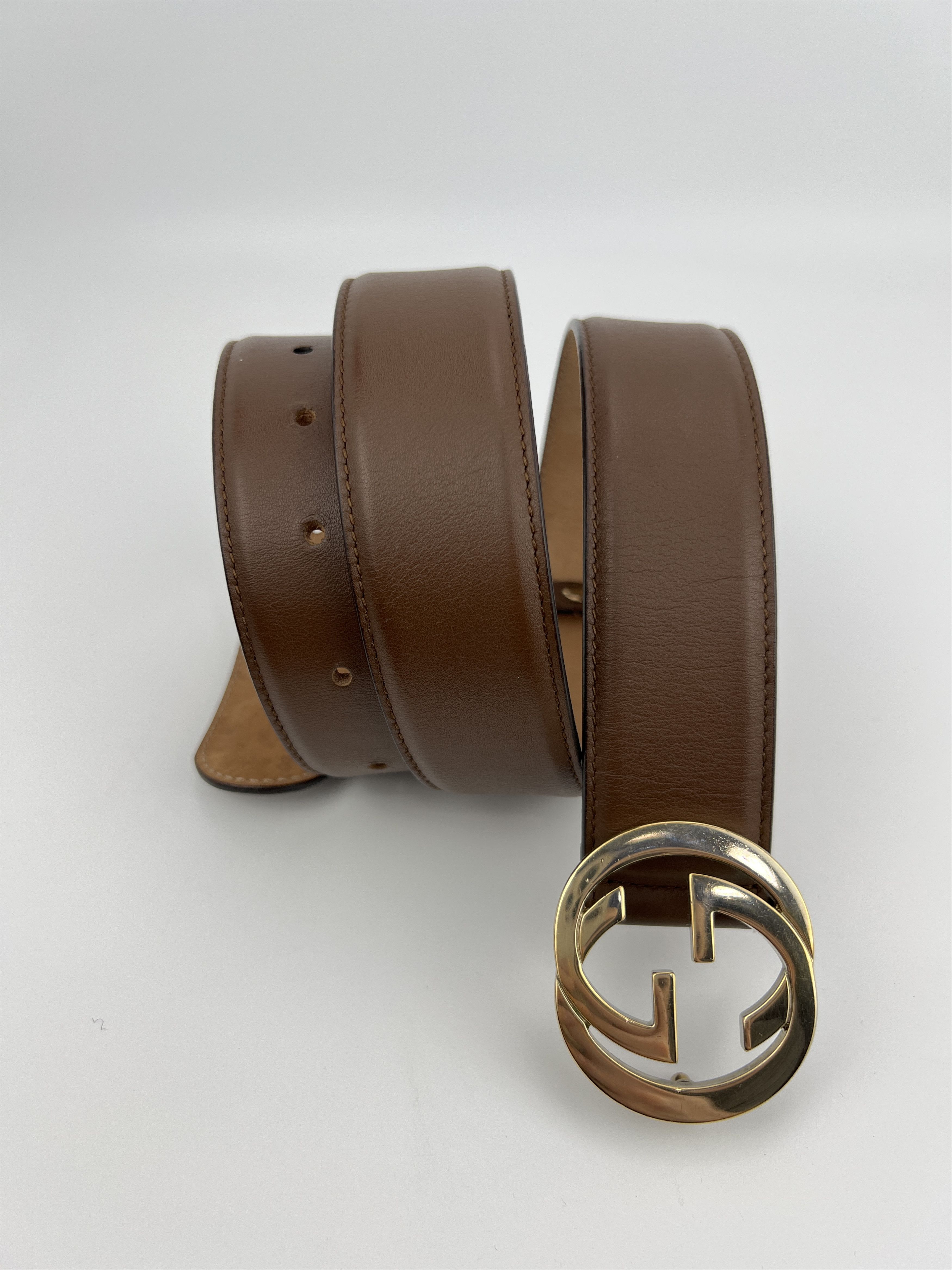 Gucci Gucci GG Logo Buckle Brown Leather Belt Size ONE SIZE - 6 Thumbnail