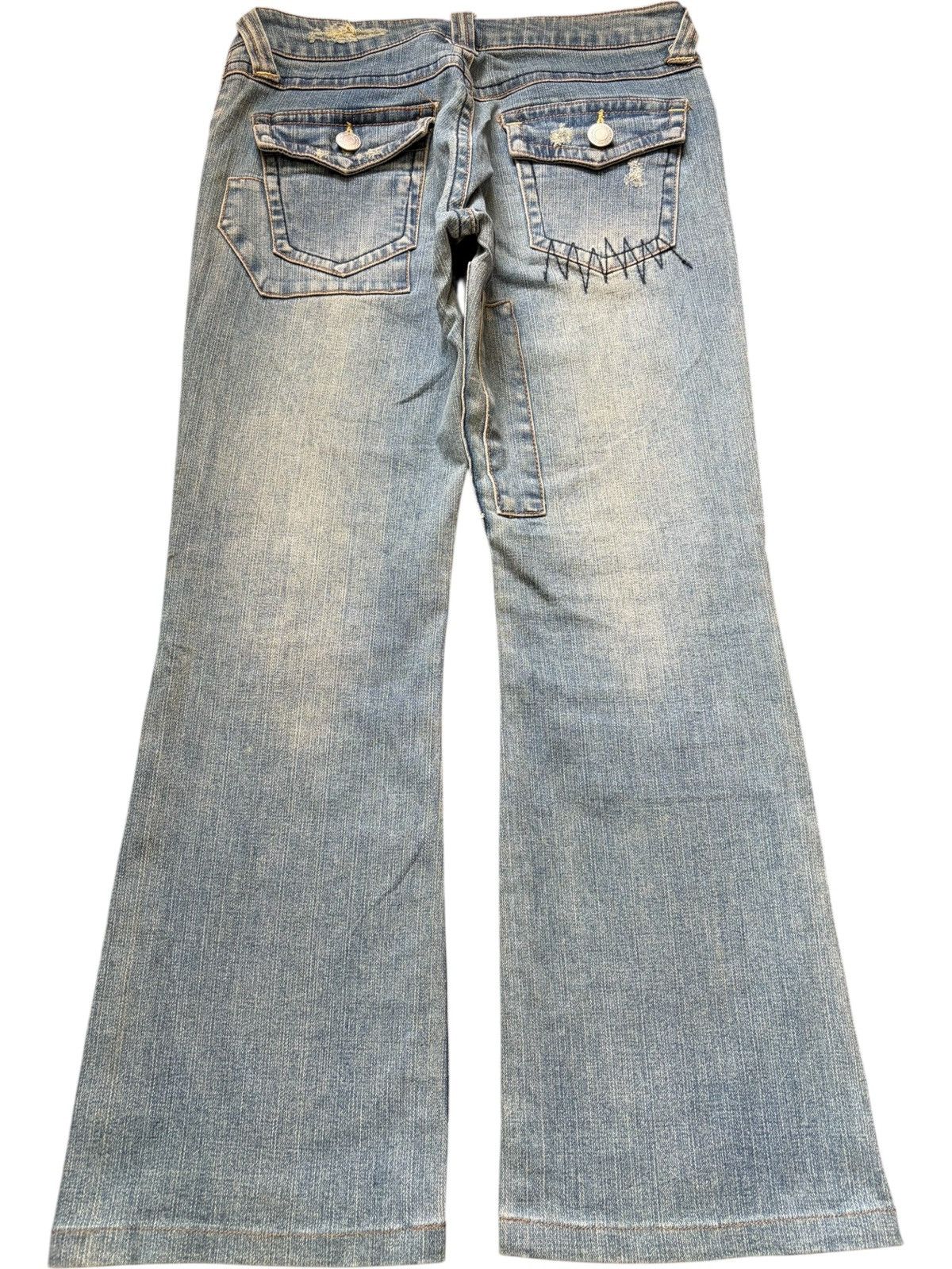 Hysteric Glamour Vintage Japanese Brand Patches Distress Flare Jeans Size 27" / US 4 / IT 40 - 2 Thumbnail
