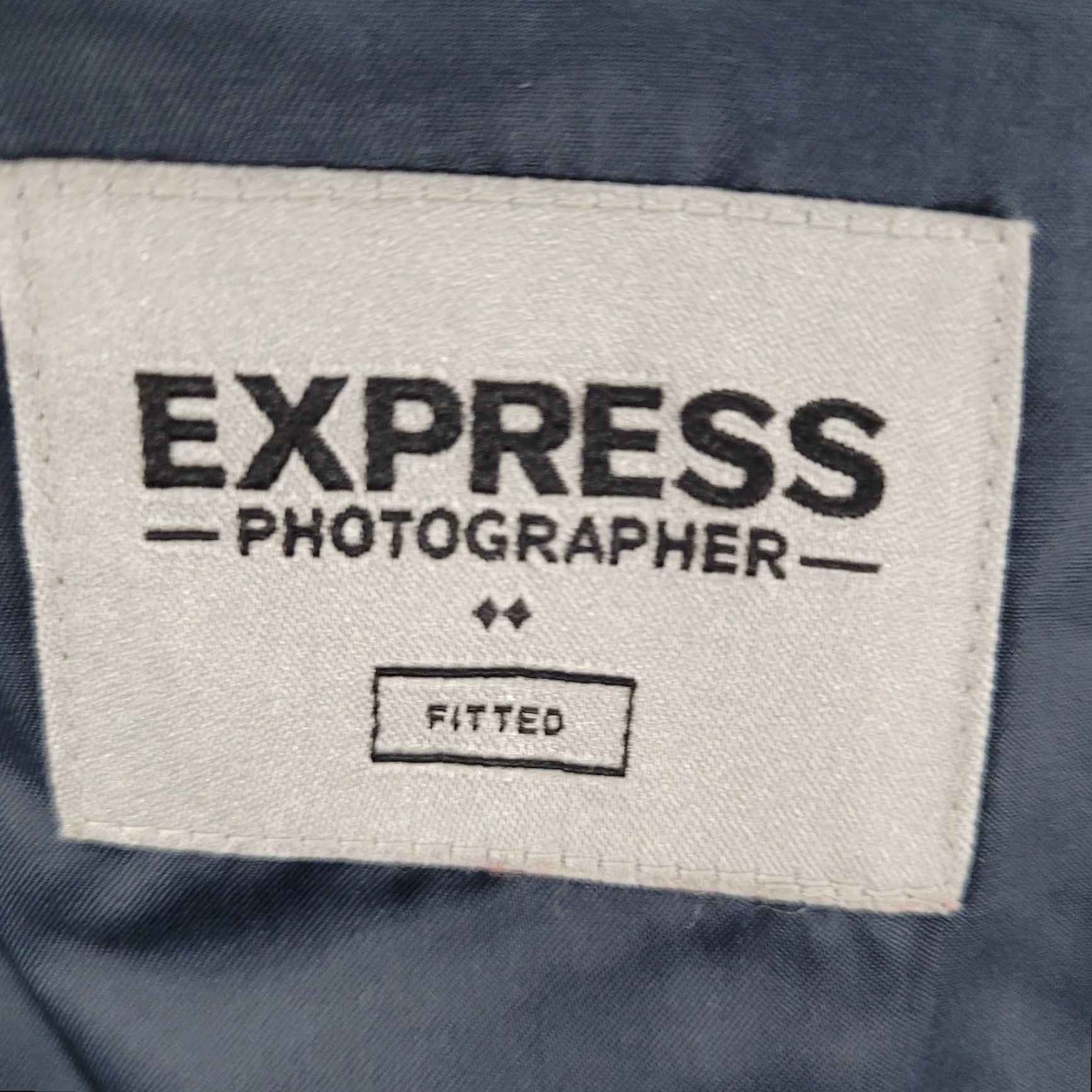 Express Express Photographer Navy Wool Blend Fitted 2 Button Notch Blazer Sport Coat 40R Men Regular Chest 42 in Blue Wool Polyester Nylon Dry Clean Only” Size 40R - 3 Thumbnail