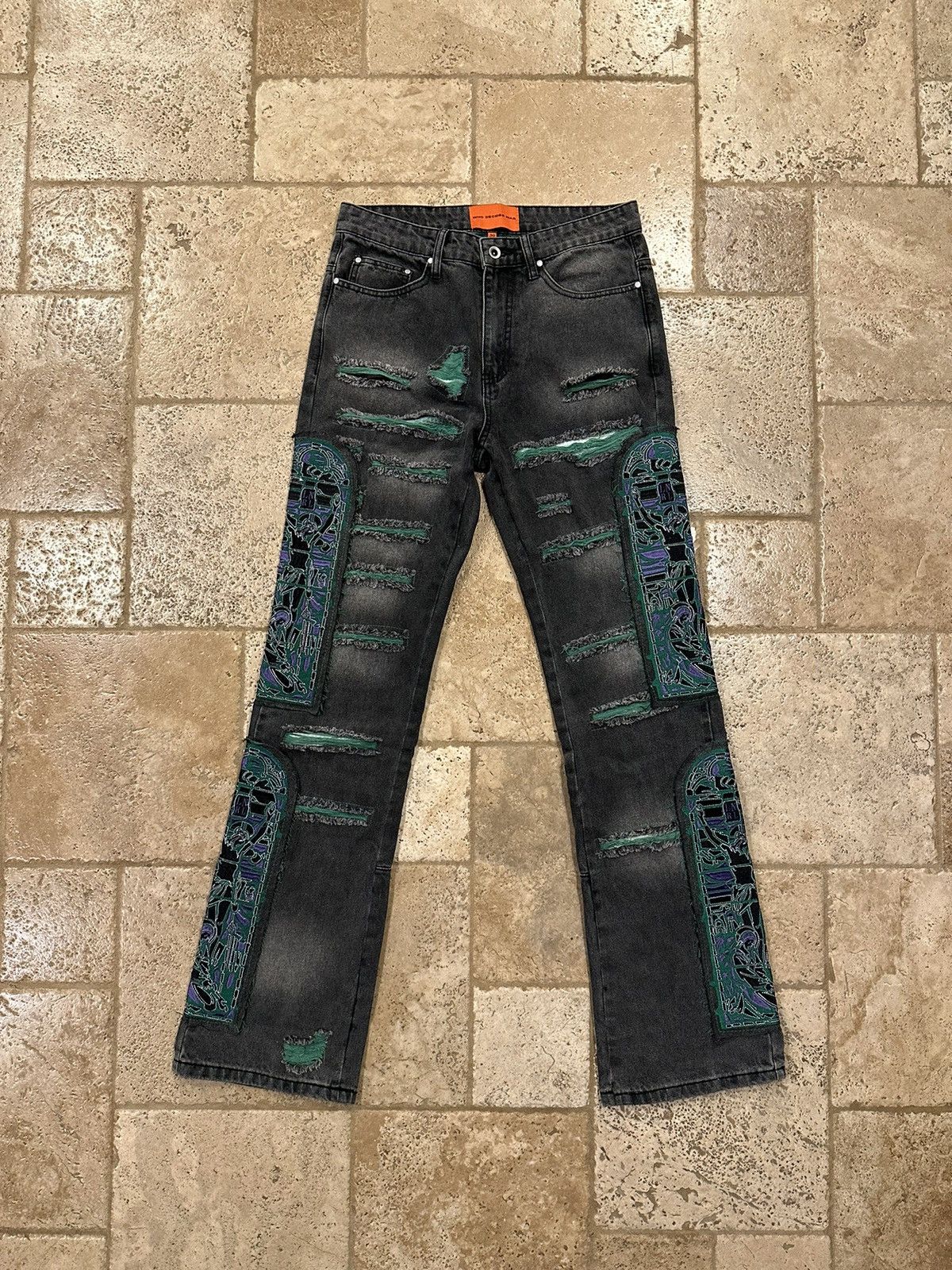 Who Decides War Who Decides War WDW Catherdral Patch Fusion Flare Denim Size US 30 / EU 46 - 2 Thumbnail