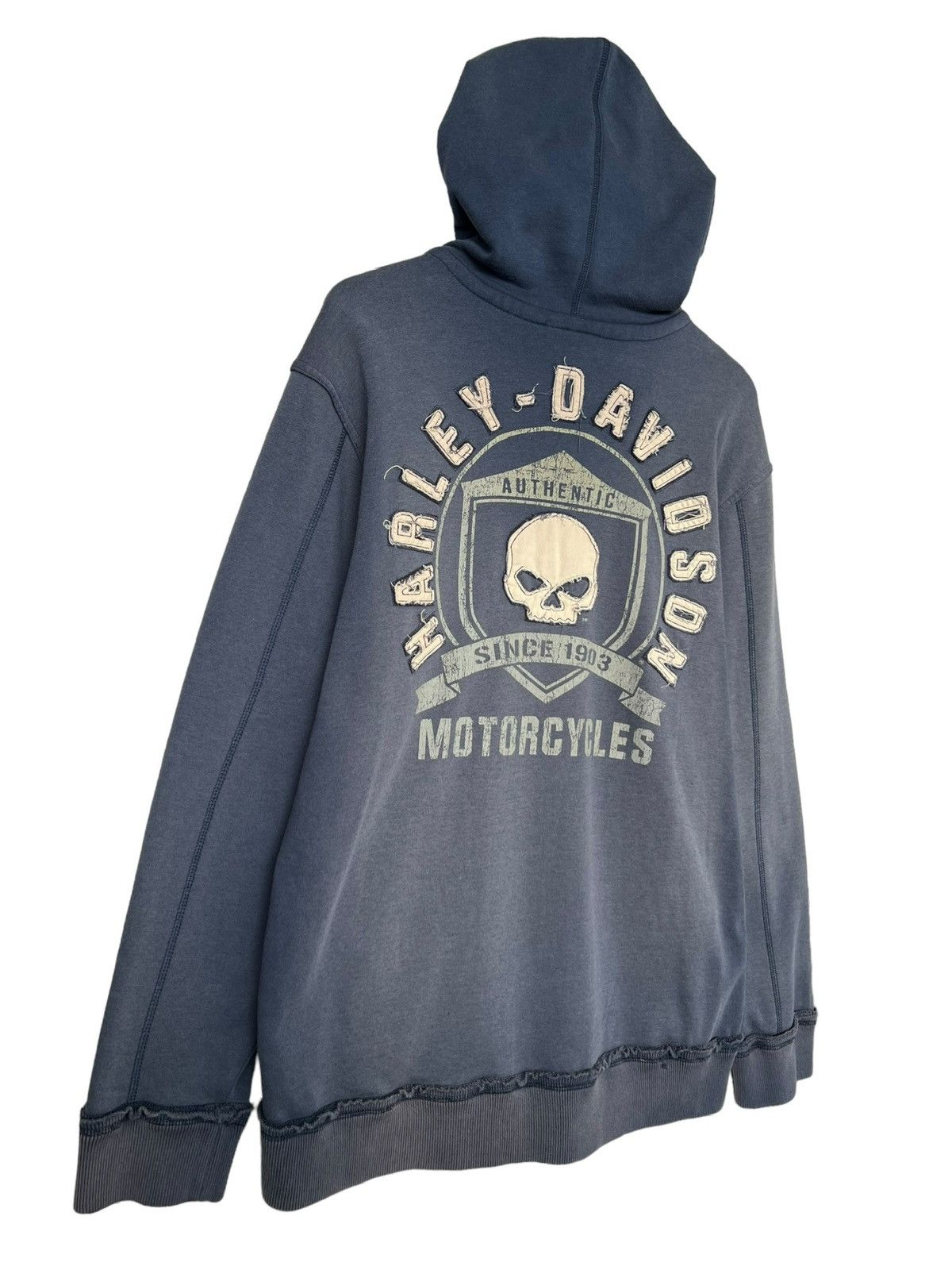 Harley Davidson Vintage Y2K Harley Davidson Zip Up Bones Skull Patch Hoodie Size US L / EU 52-54 / 3 - 4 Thumbnail