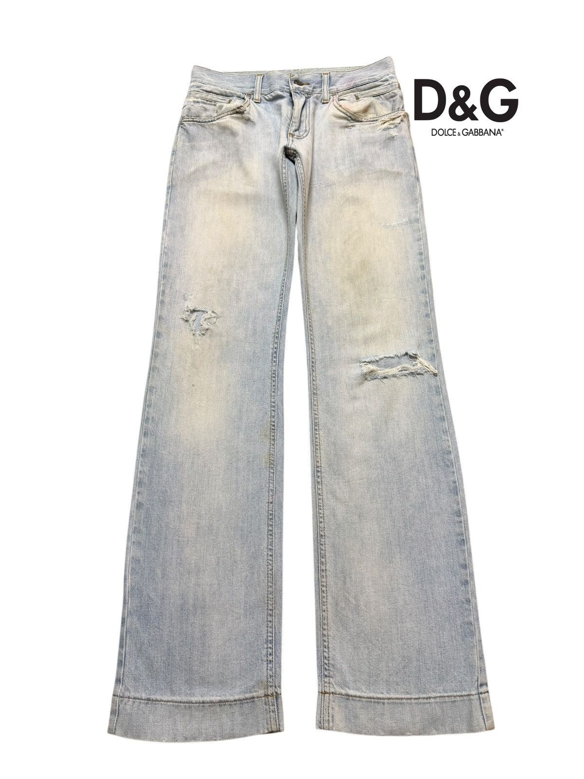 Vintage 90s Dolce & Gabbana Light Wash Distress Straight Leg