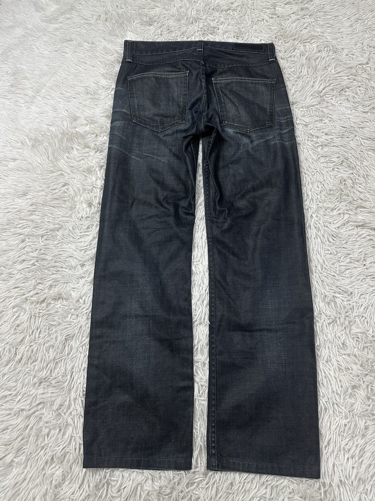 If Six Was Nine rare 00s japanese brand back number waxed denim jeans Size US 32 / EU 48 - 6 Thumbnail