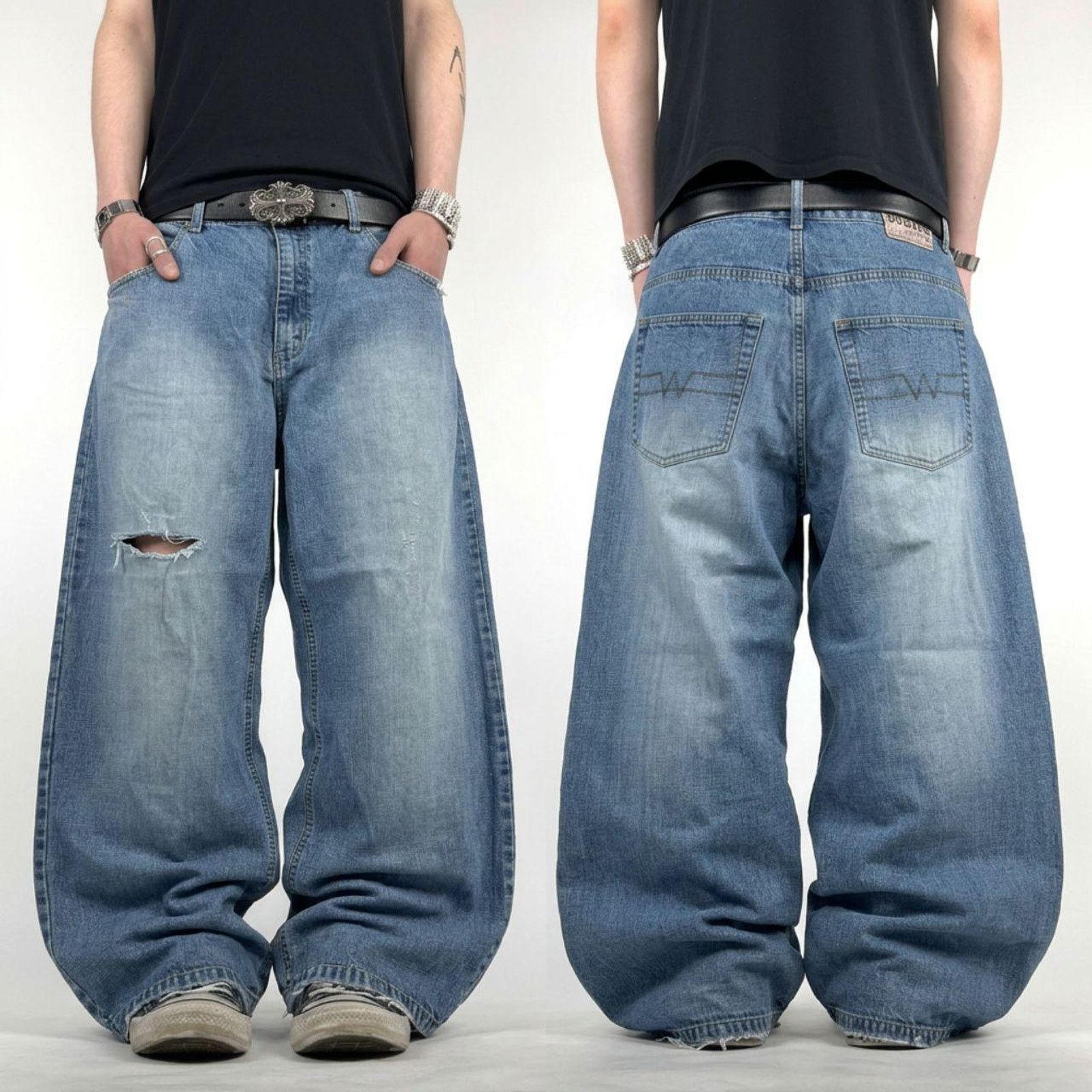 Ecko Unltd. × JNCO × Vintage Vintage y2k grunge archive baggy wide leg embroidered jeans Size US 38 / EU 54 - 1 Thumbnail