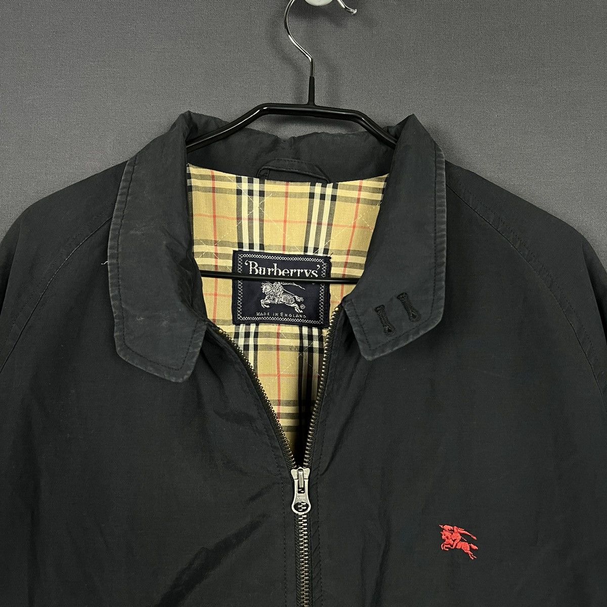 Vintage Burberry's Black Bomber Jacket w/ Check mens size M