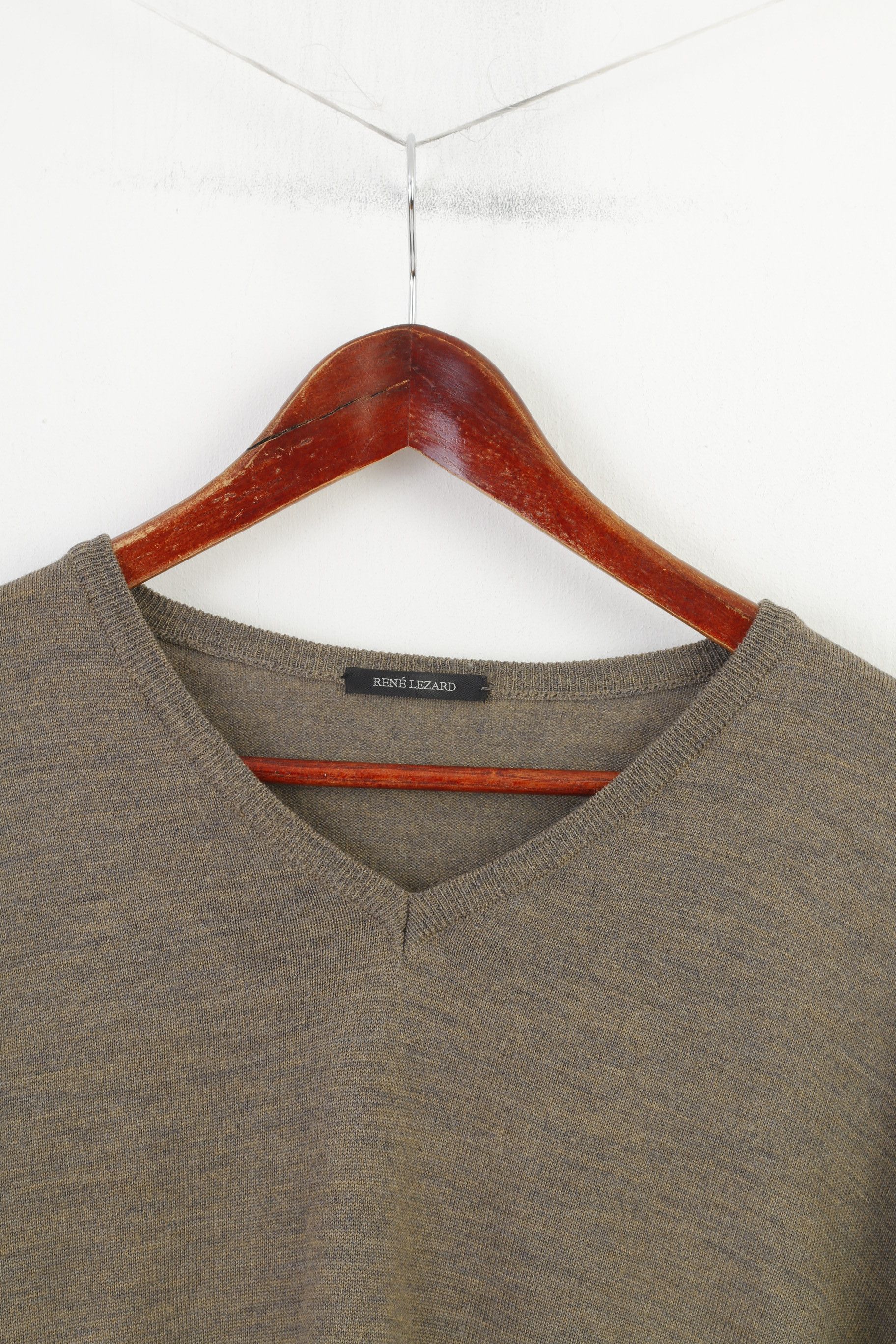 Vintage Rene Lezard Men 54 XL Jumper Brown Grey Merino Wool 10860 Size US XL / EU 56 / 4 - 2 Thumbnail