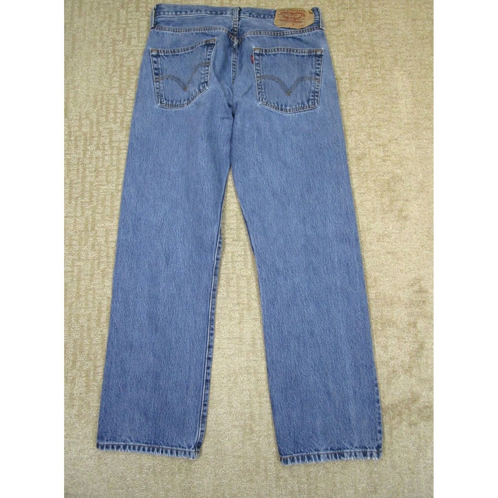 Levi's Vintage Levi's 501 Jeans Men 33x30 Light Wash Blue Button Fly Denim Straight 5-Pocket Regular Rise Mens Jeans Size US 33 - 4 Thumbnail