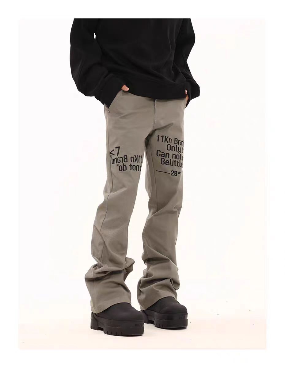 Japanese Brand × Vintage Vintage street slogan embroidered micro flare casual pants Size US 30 / EU 46 - 2 Thumbnail