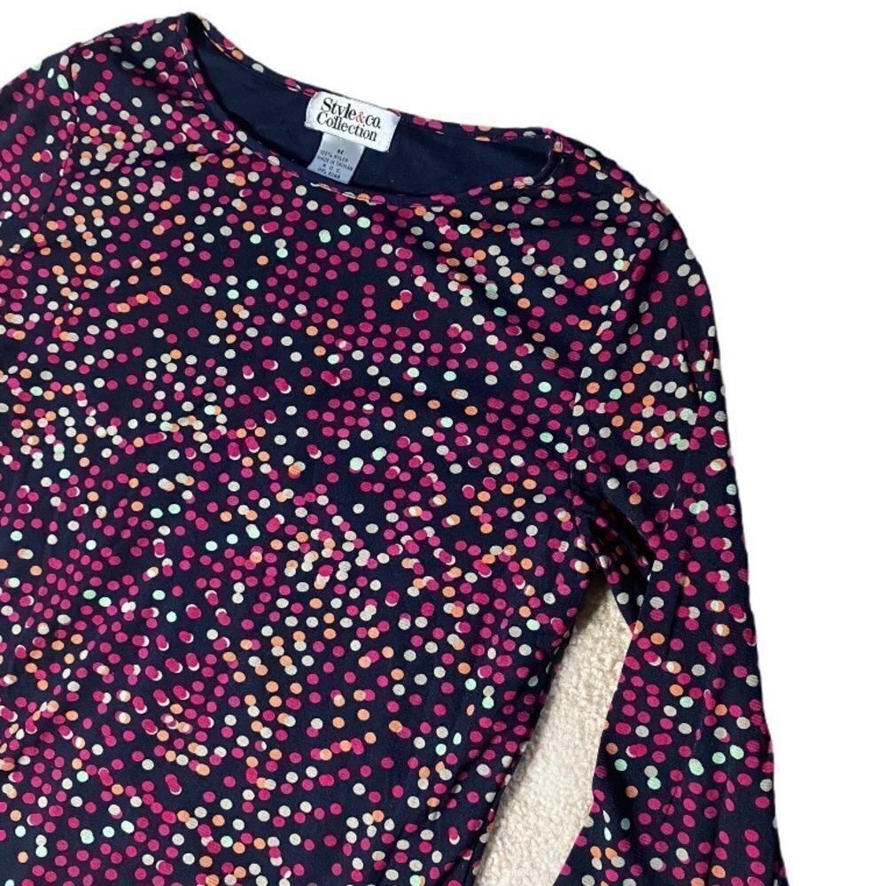 Other Style & Co Multicolor Polka Dot 3/4 Sleeve Blouse | Size M Size M / US 6-8 / IT 42-44 - 3 Thumbnail