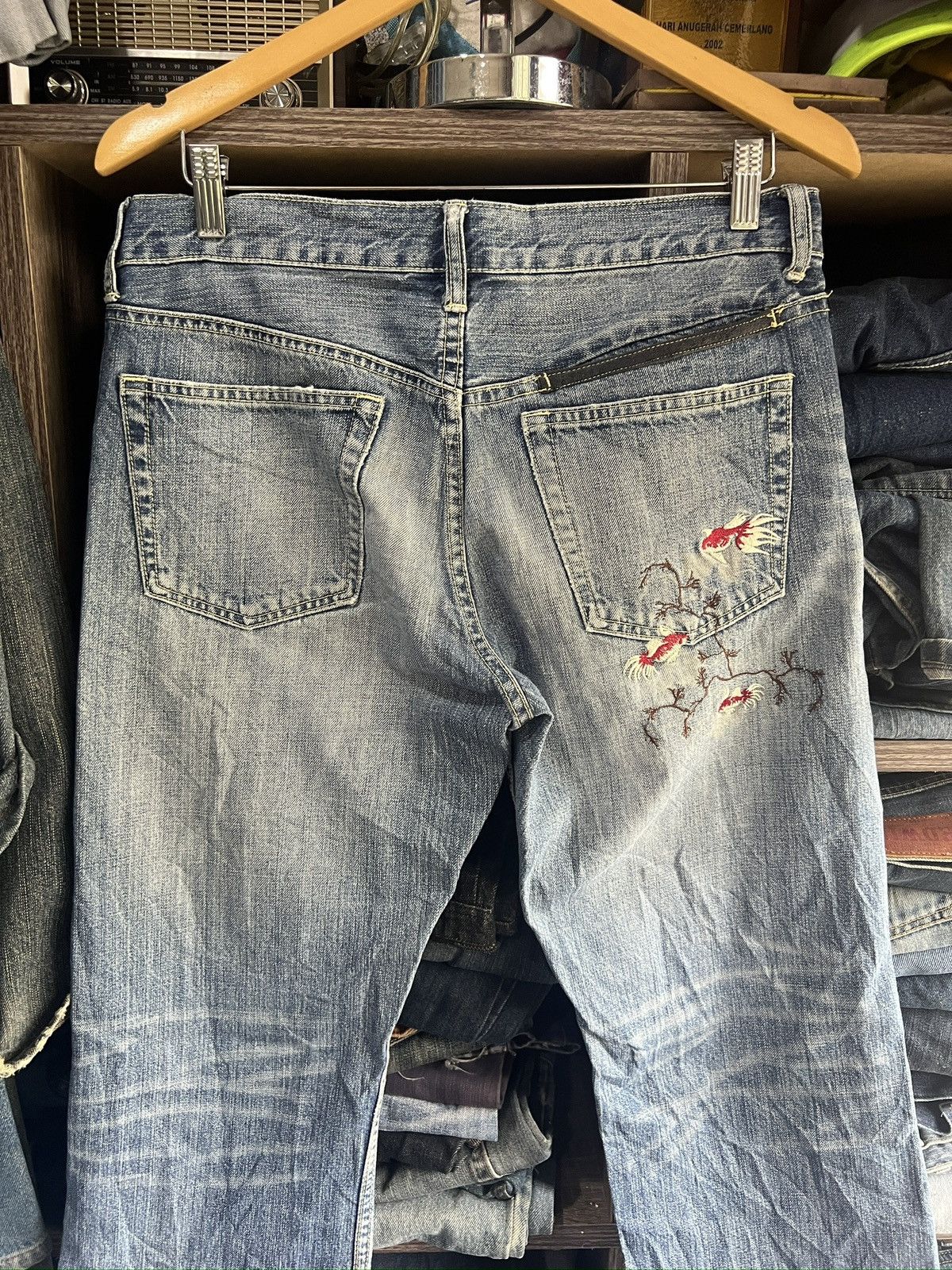 Takeo Kikuchi 🔥Vintage Takeo Kikuchi Embroidery Koi Fish Distressed Denim Size US 33 - 13 Thumbnail