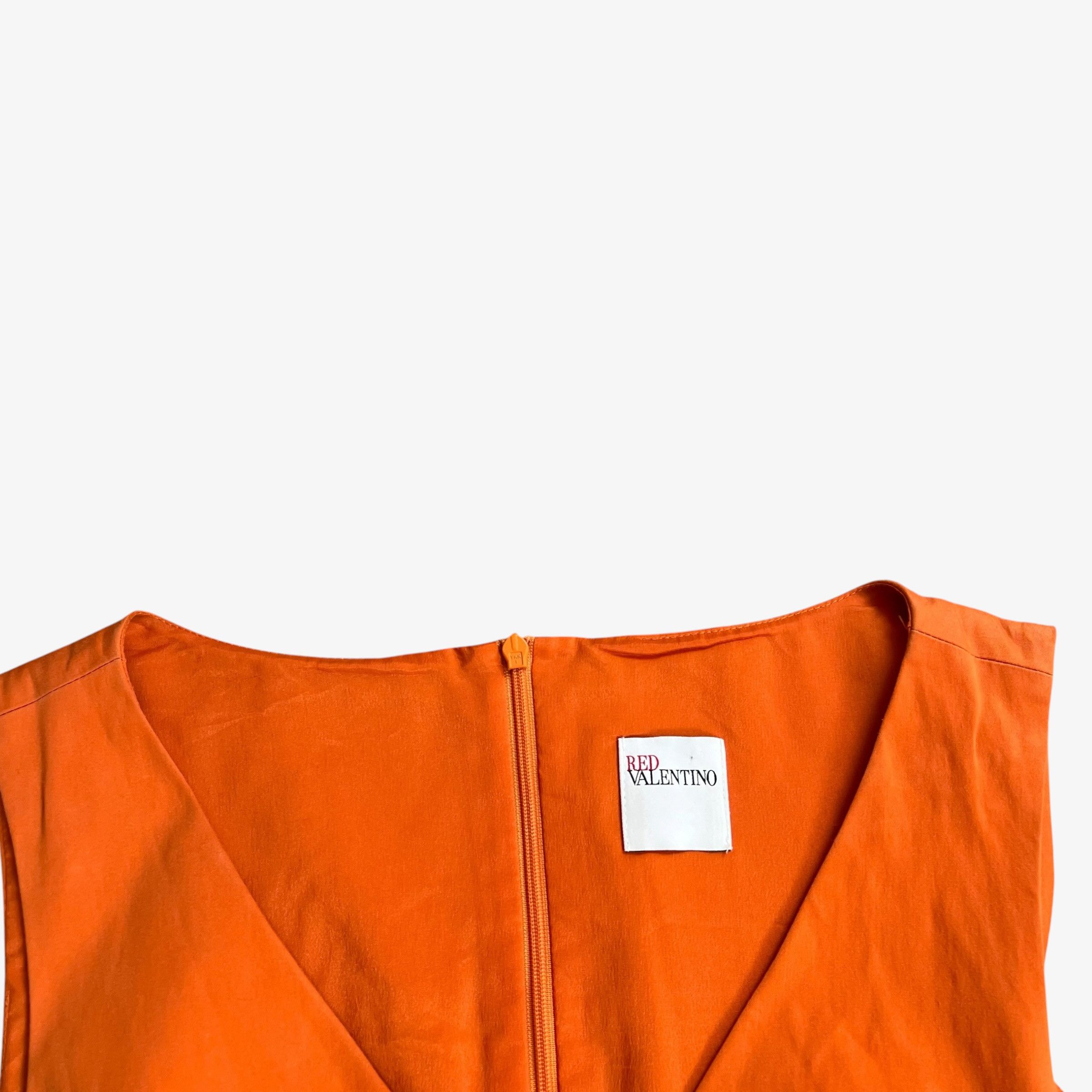 Valentino Vintage Y2K Women's Red Valentino Orange Bow Dress Size S / US 4 / IT 40 - 2 Thumbnail
