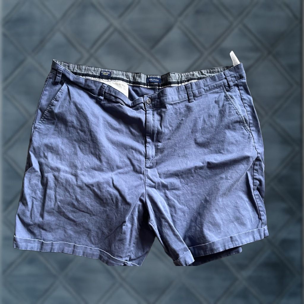 Nautica Nautica Men’s Deck Shorts Flat Front Stretch Blue 52 Waist 54WBG Chino Big & Tall Size US 36 / EU 52 - 1 Thumbnail