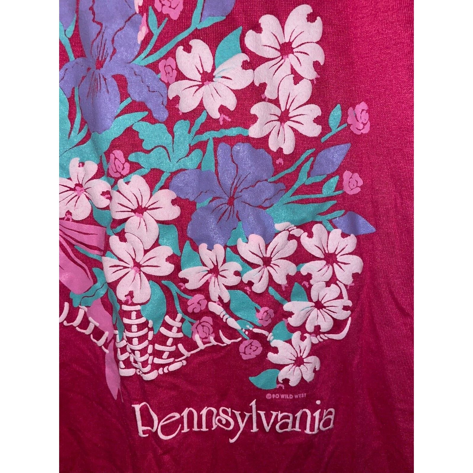 Jerzees Vintage Pennsylvania Shirt Flower Pink Tee VTG 90s Medium Size US M / EU 48-50 / 2 - 5 Thumbnail