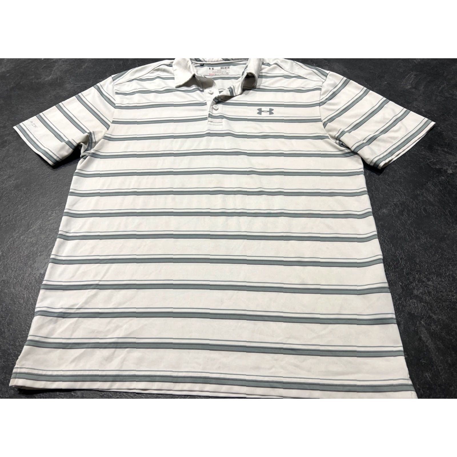 Under Armour VINTAGE UNDER ARMOUR POLO Shirt Adult M White Striped Short Sleeve Mens Size US M / EU 48-50 / 2 - 2 Thumbnail