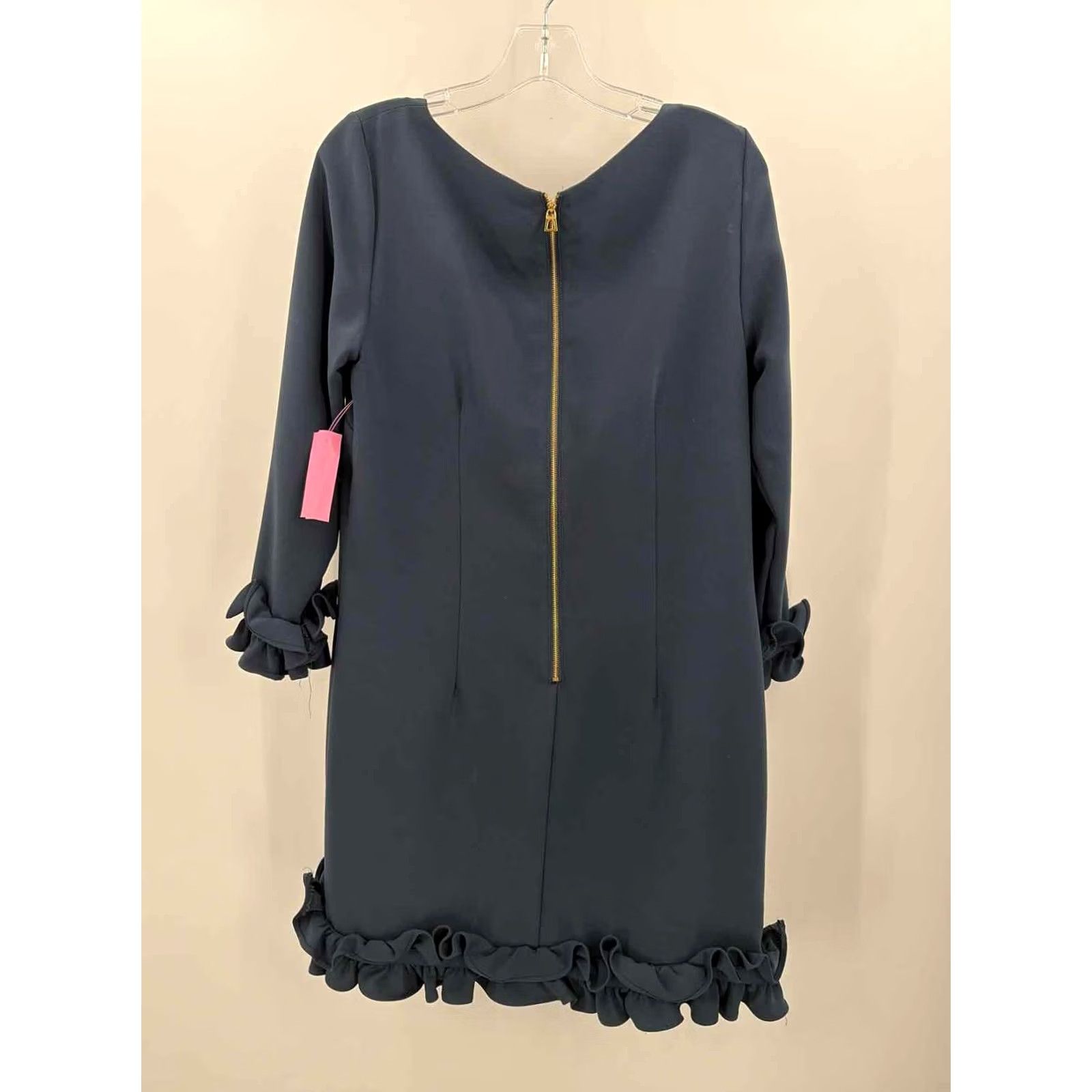 Vintage Sail To Sable Navy Dress 10 Short Long Sleeve Pre-Owned Size L / US 10 / IT 46 - 3 Thumbnail