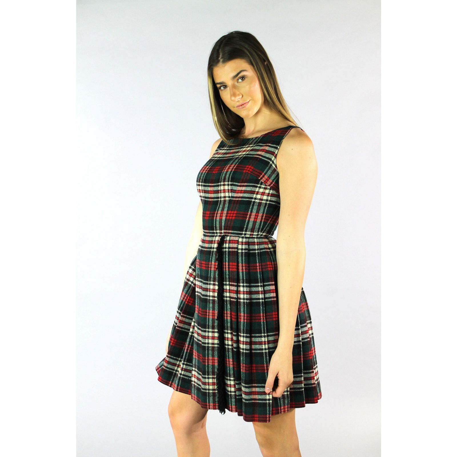 Vintage VTG 60s Highlander Plaid Pleated Mini Dress Academia Dress Size XS / US 0-2 / IT 36-38 - 1 Thumbnail