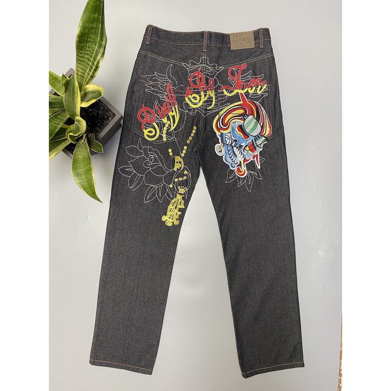 Crazy Vintage Y2K Zero Jeans Embroidered Cyber Grunge Opium