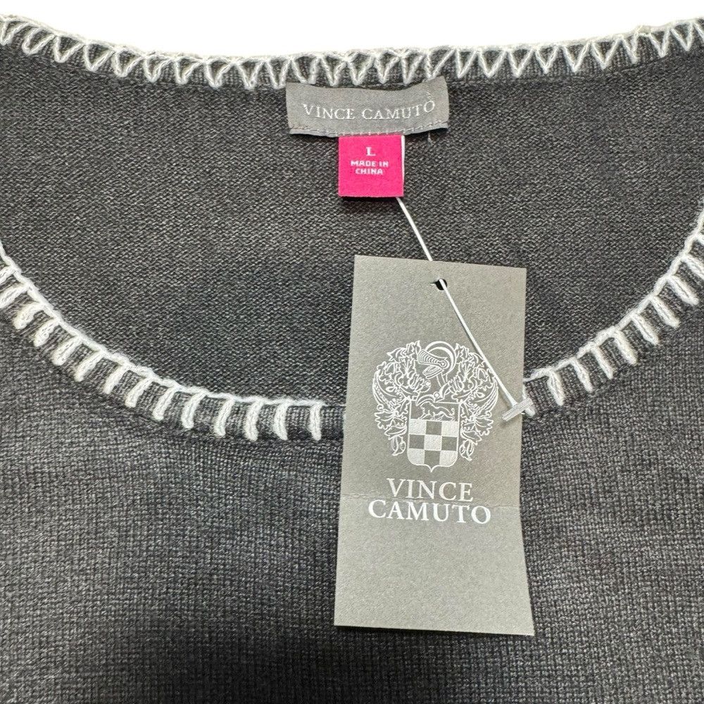 Vince Camuto NWT New Vince Camuto Whipstitch Sleeveless Black Sweater To Size L / US 10 / IT 46 - 7 Thumbnail