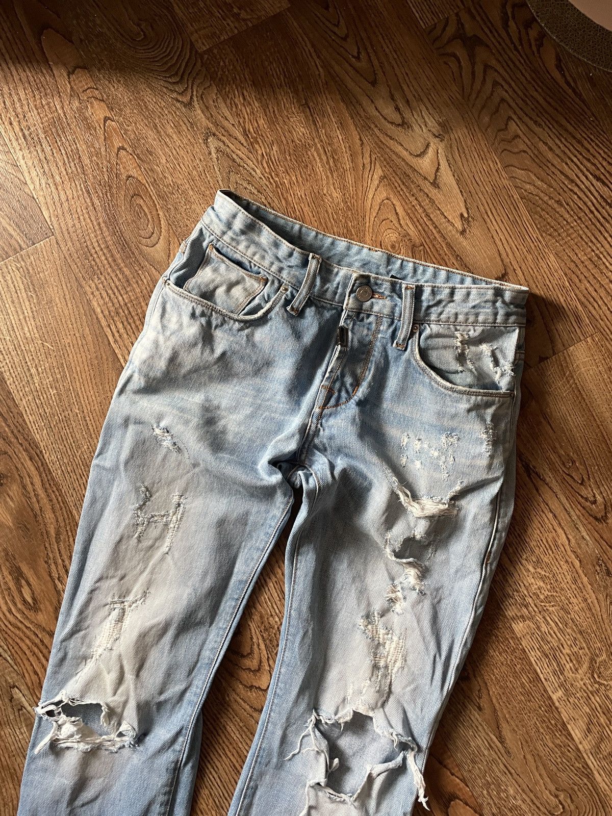 Japanese Brand Takeshy Kurosawa distressed patches Selvedge Denim Jeans Size US 30 / EU 46 - 3 Thumbnail