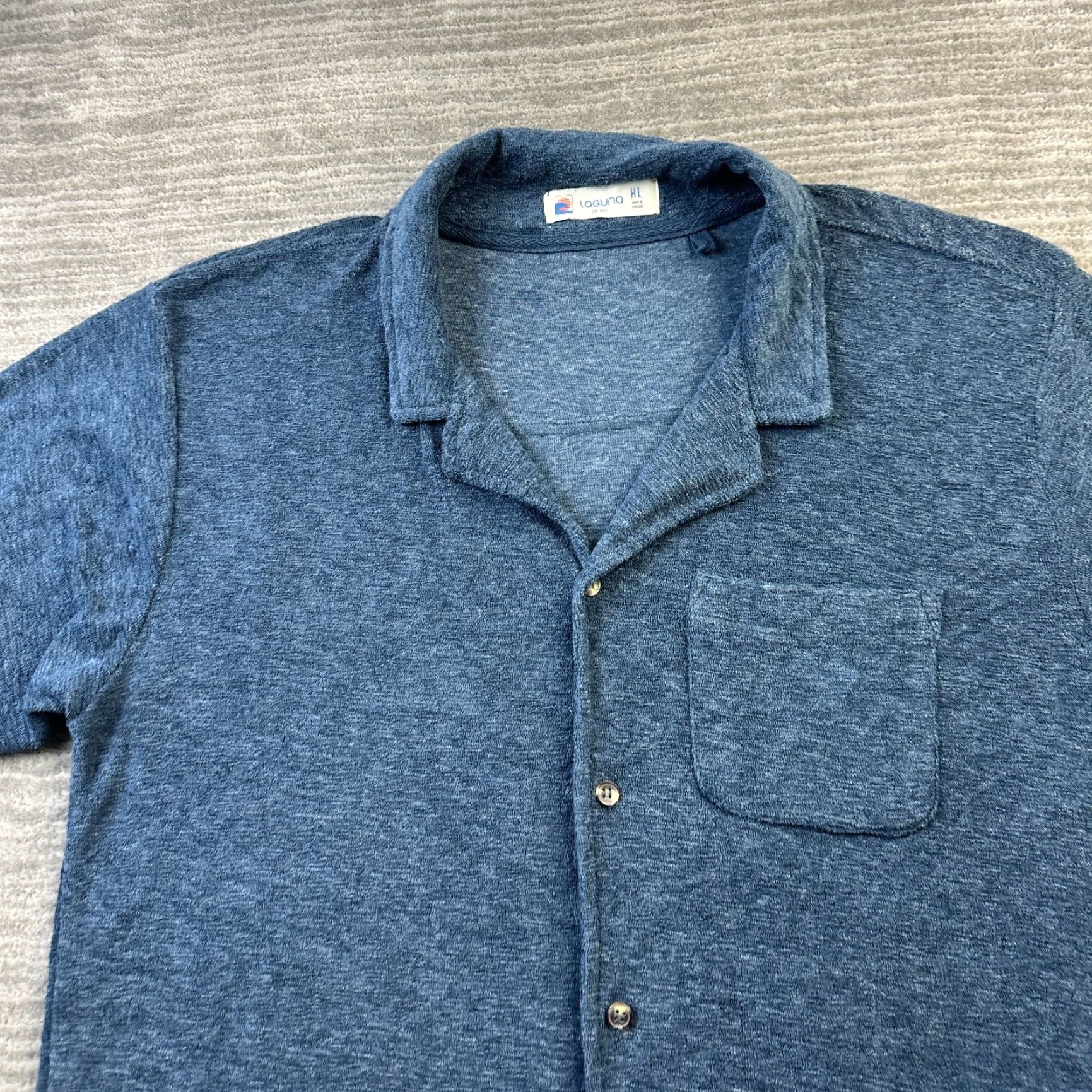 Vintage Laguna Button-Up Shirt XL Mens Blue Cotton Polyester Beach Casual Button-Down Short Sleeve, Breathable, Pockets Size US XL / EU 56 / 4 - 3 Thumbnail