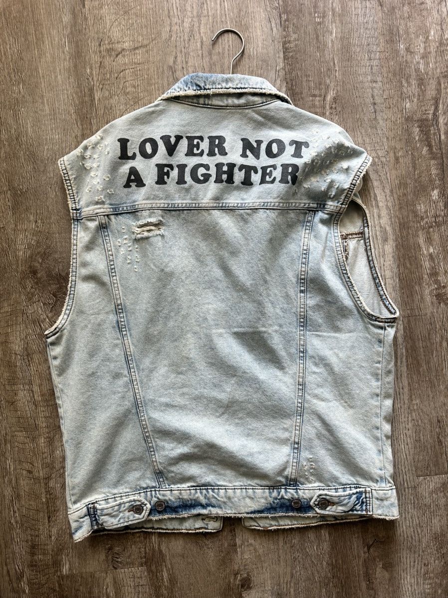 H&M H&M Blue denim vest Lovers not Fighters Size US M / EU 48-50 / 2 - 4 Thumbnail
