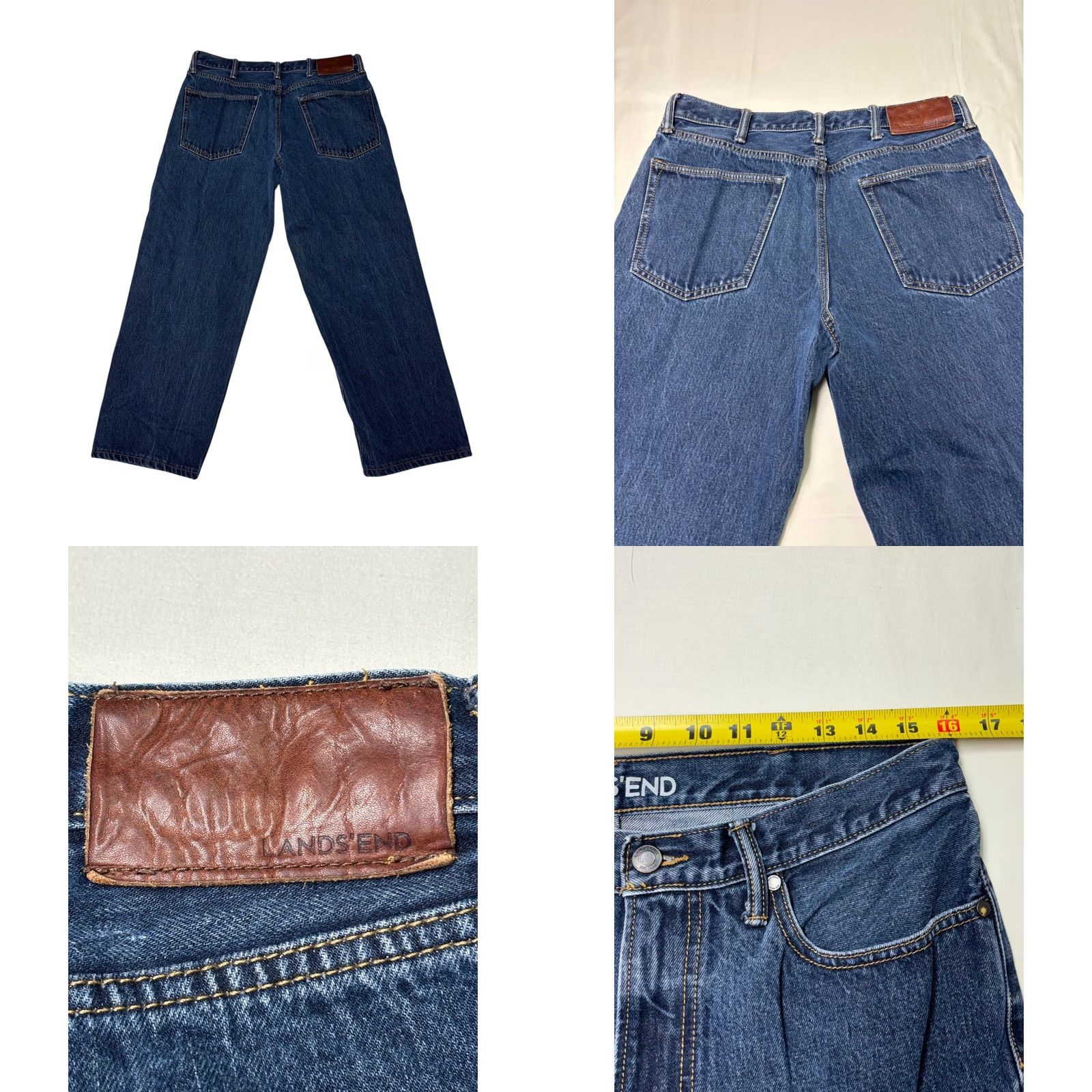 Lands' End Lands' End Jeans Men 33x33 Blue Denim Cotton Regular Fit Straight Pockets Easy Care Zip Button Vintage? No Size US 33 - 8 Thumbnail