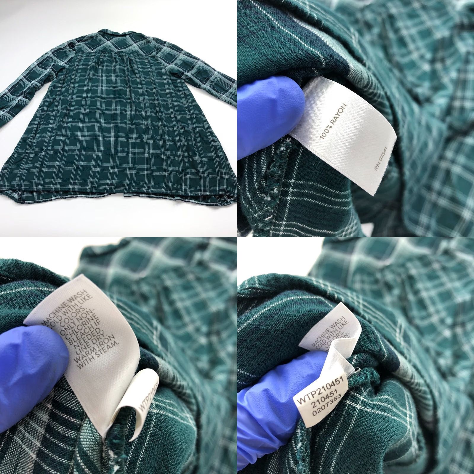 J. Jill J.Jill Button-Up Shirt Long Sleeve Plaid 100% Rayon Green Pockets Women's MED Regular Size M Moda Shirt Size M / US 6-8 / IT 42-44 - 8 Thumbnail
