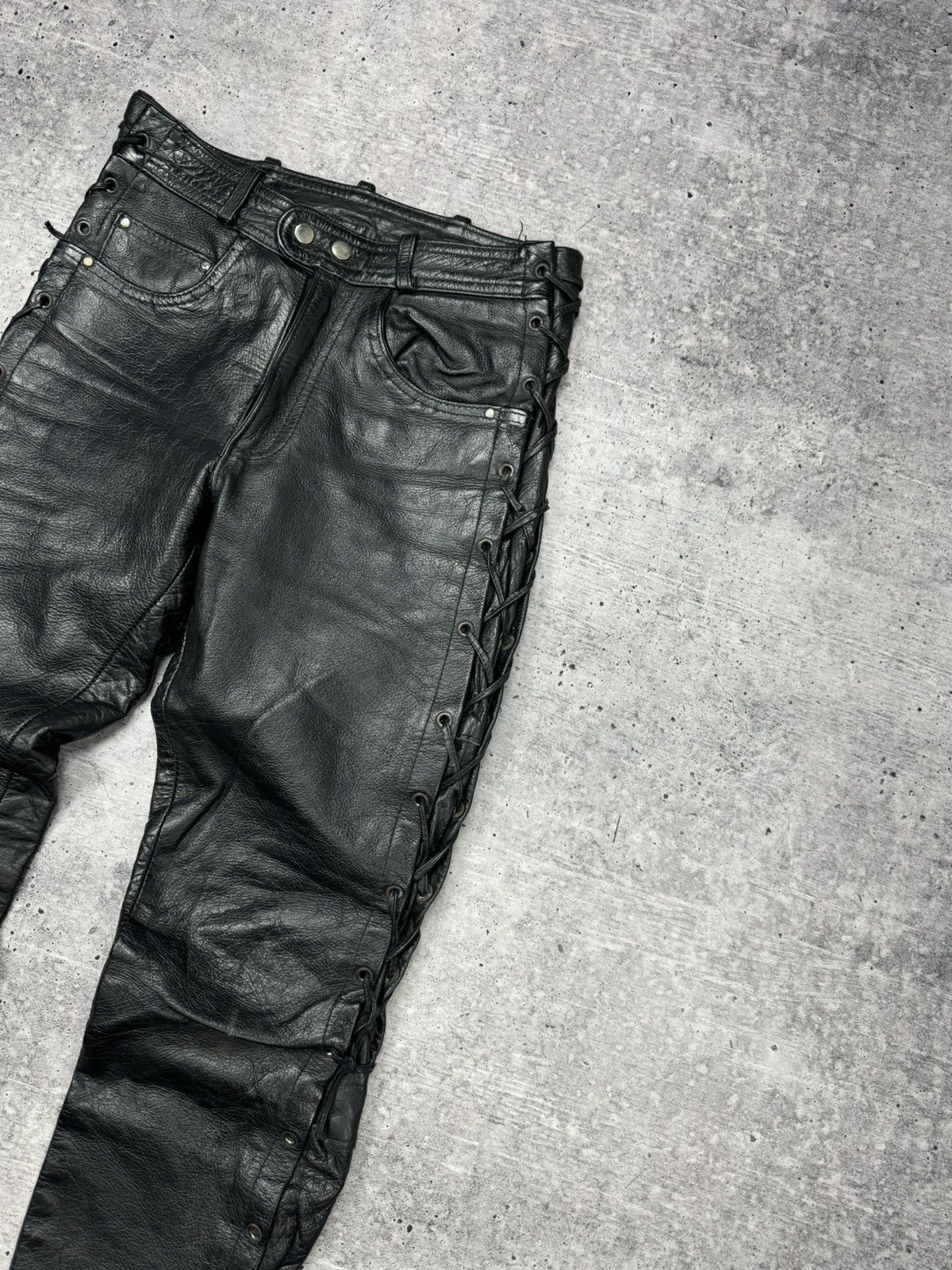 Genuine Leather × Vintage Vintage 90’s Y2K Style Casual Cowboy Genuine Leather Pants Size US 28 / EU 44 - 5 Thumbnail