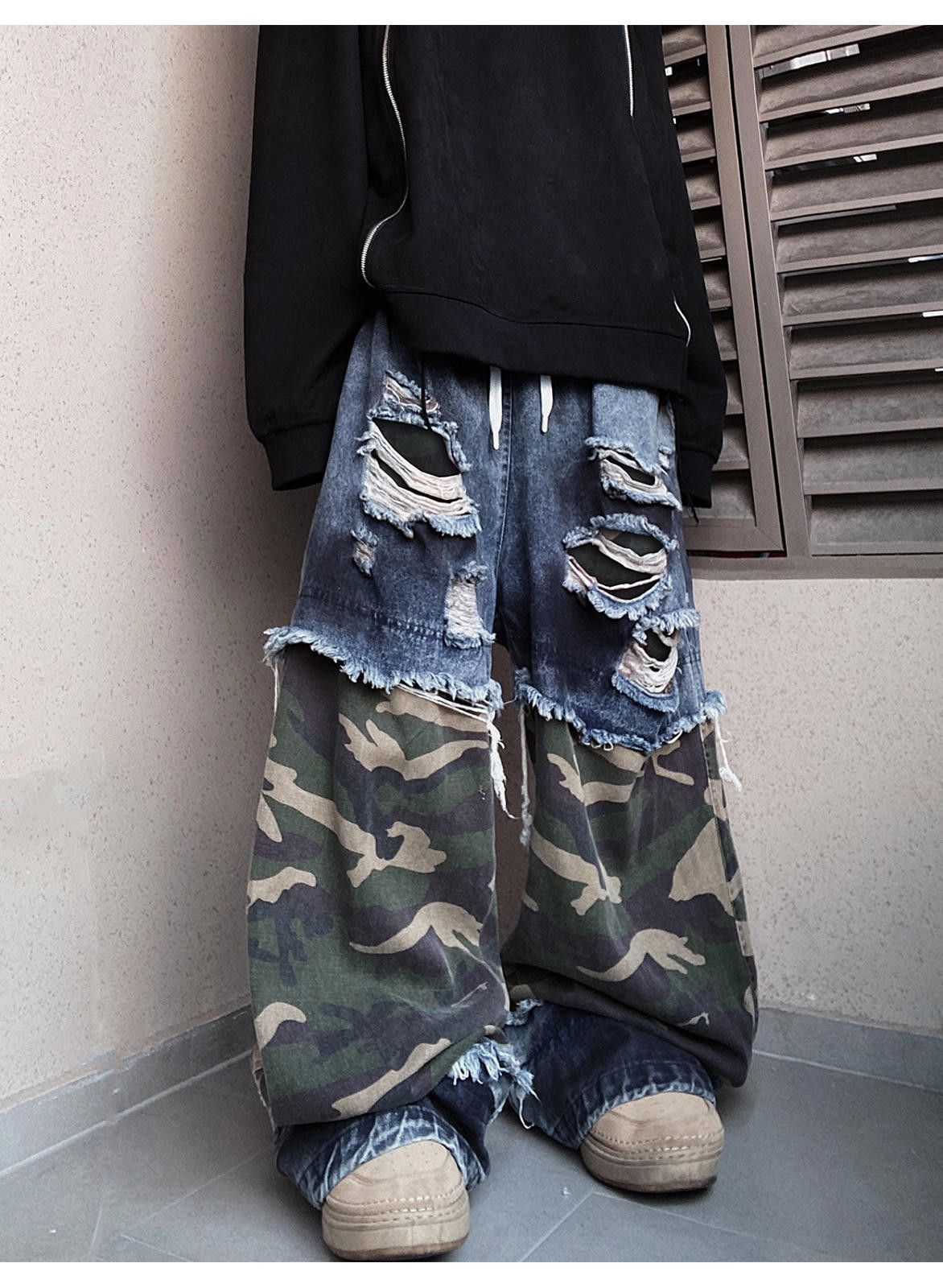 Jean Oversized Ripped Denim Cargo Jeans Size US 32 / EU 48 - 3 Thumbnail