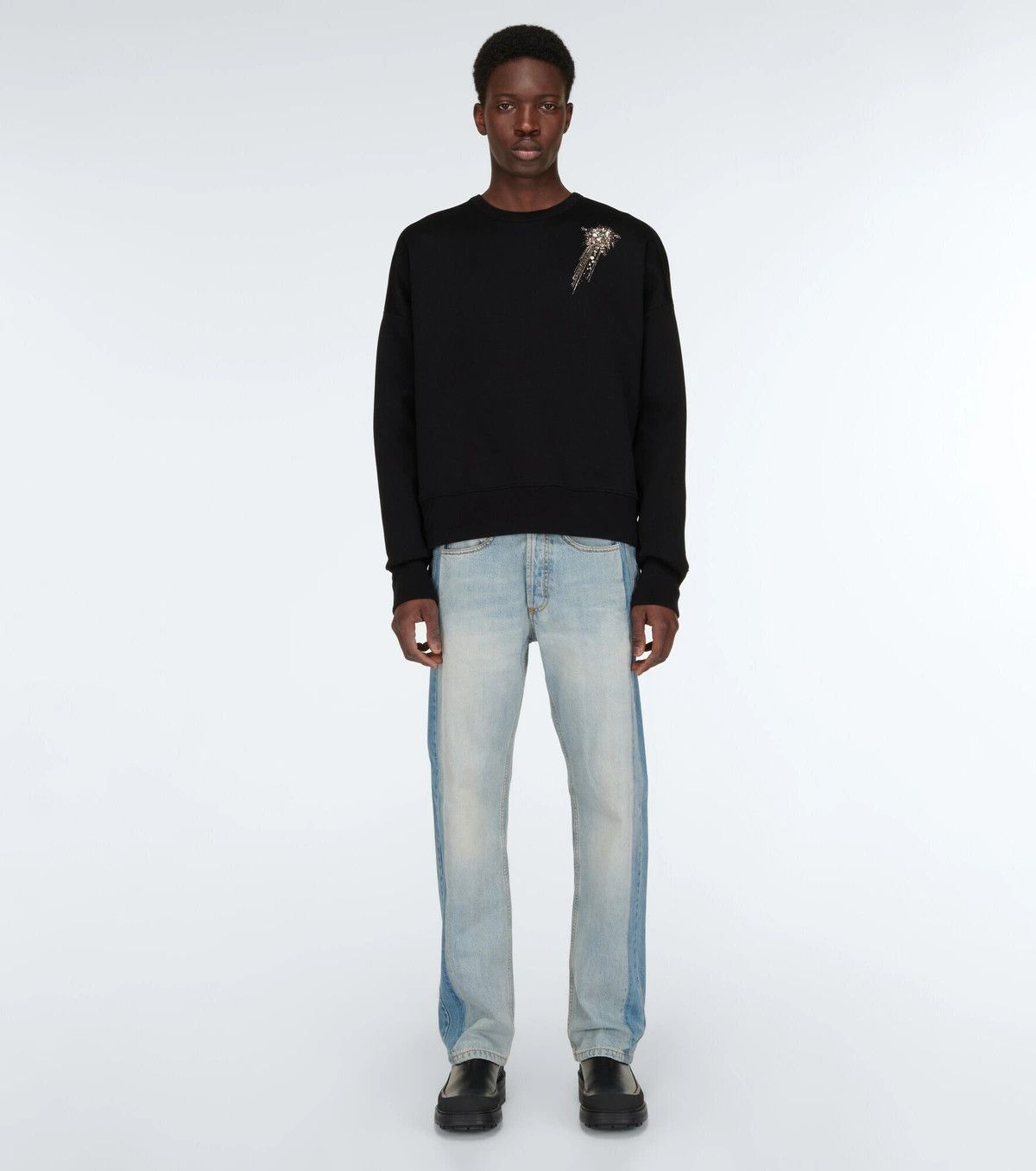 Alexander McQueen o1w1db10725 Embroidered Sweatshirt in Black Size US XXS / EU 40 - 2 Thumbnail