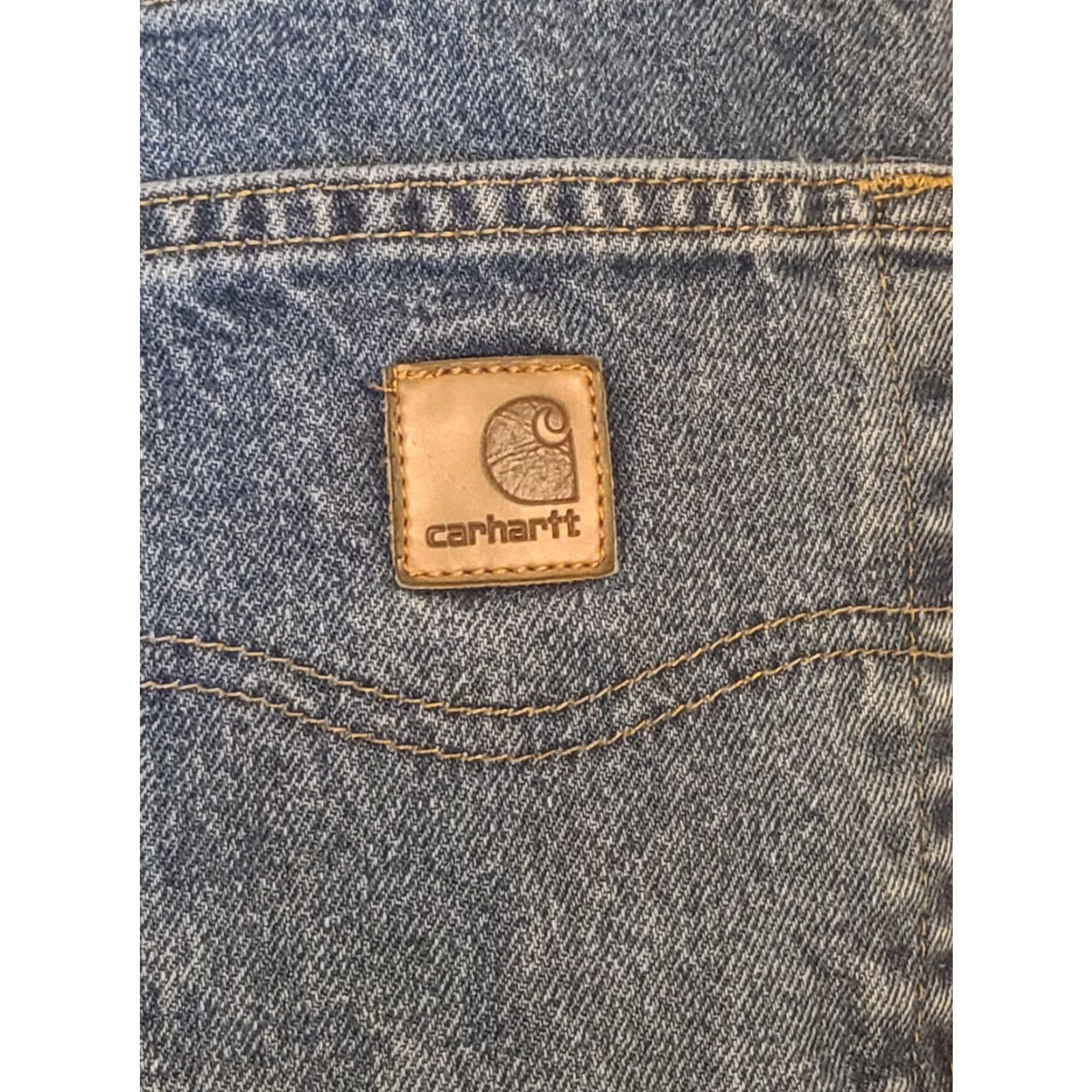 Carhartt Carhartt Relaxed Fit Straight Leg Jeans - 40 x 32 - Light Wash Denim - 5-Pocket, Zipper Button - Men - Regular Size - Blue - Logo - Cowboy Theme Size US 40 / EU 56 - 5 Thumbnail