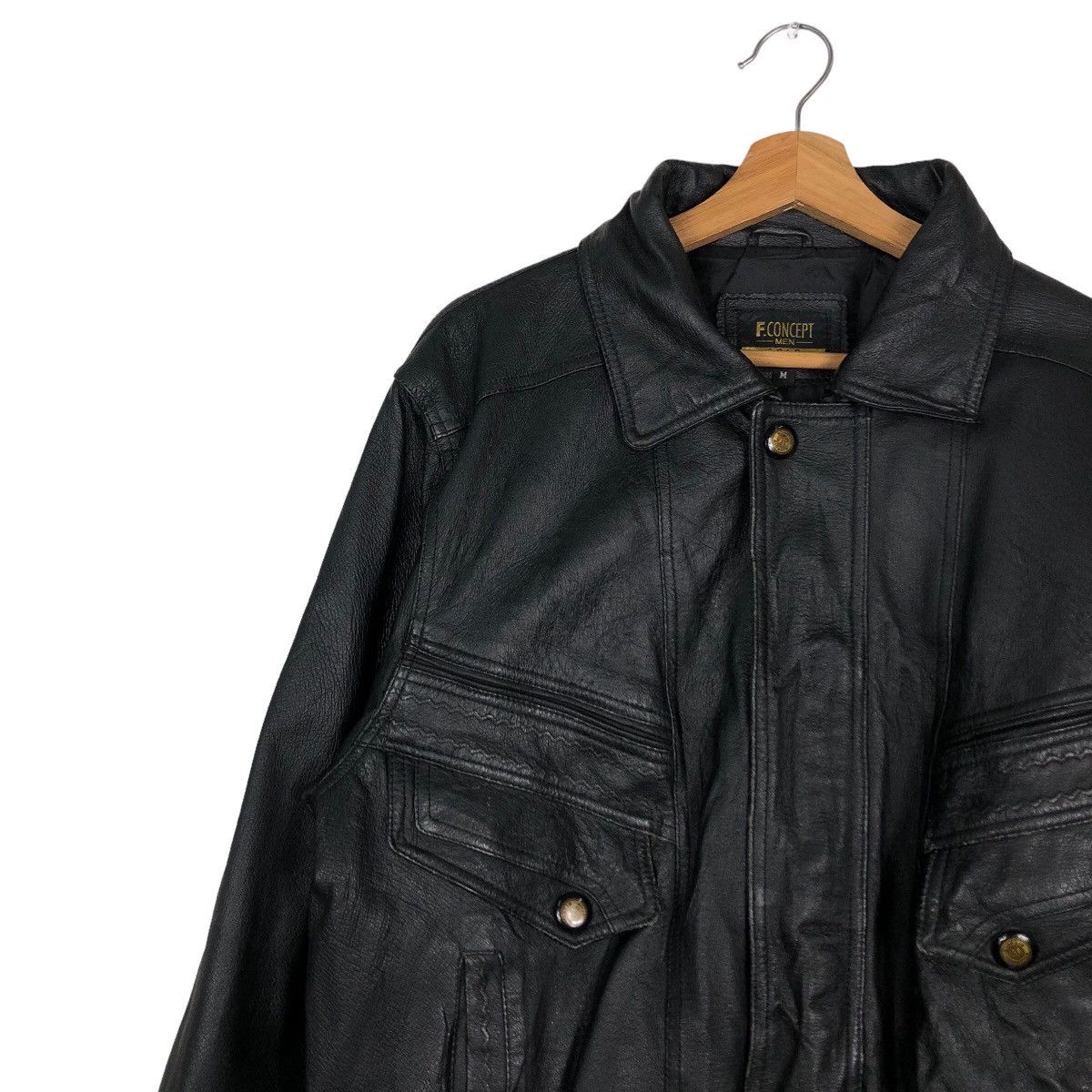 Japanese Brand 🔥Biker Leather Jacket F Concept Men Gold Issey Miyake Size US M / EU 48-50 / 2 - 7 Thumbnail