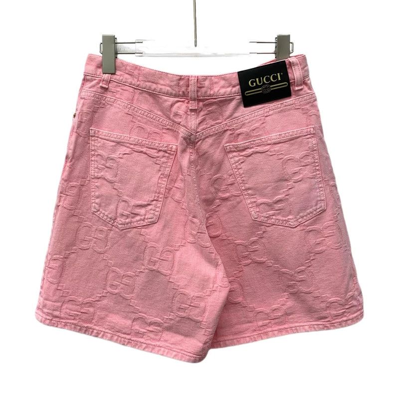 Gucci Gucci Pink logo jacquad full-print cotton casual denim sho Size 28" / US 6 / IT 42 - 2 Thumbnail