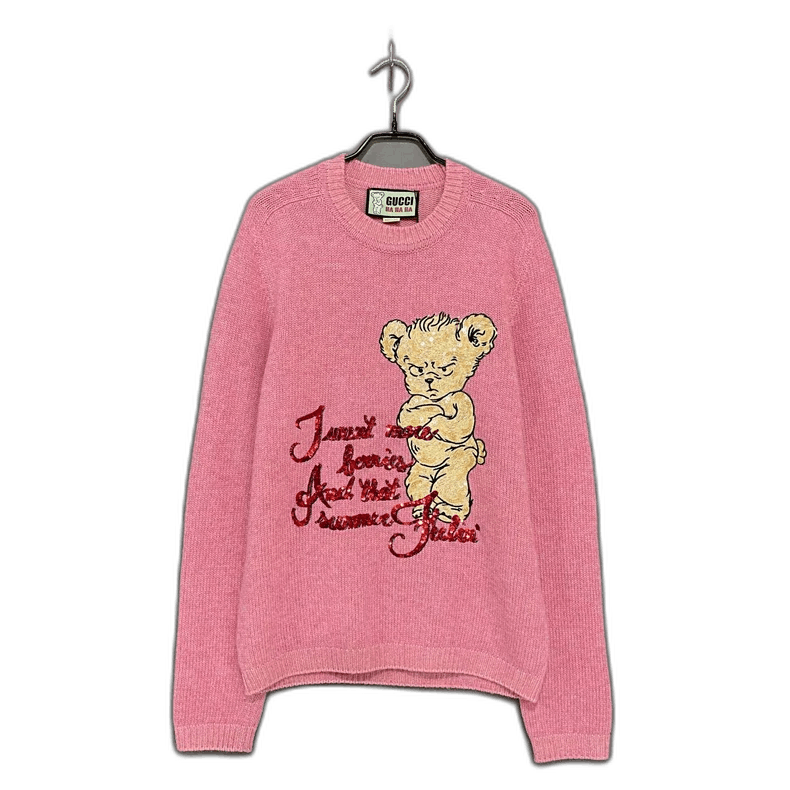 Gucci Gucci Pink Embroidered Bear Cashmere Sweater Size M / US 6-8 / IT 42-44 - 1 Thumbnail