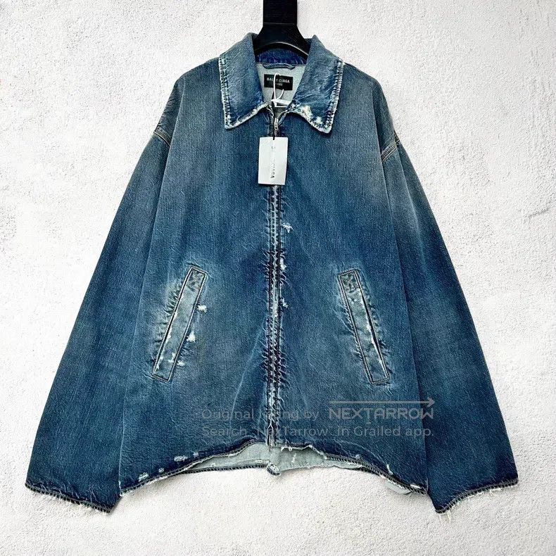 Balenciaga Balenciaga Loose Fit Denim Jacket with Zipper Destruction Size US M / EU 48-50 / 2 - 1 Thumbnail