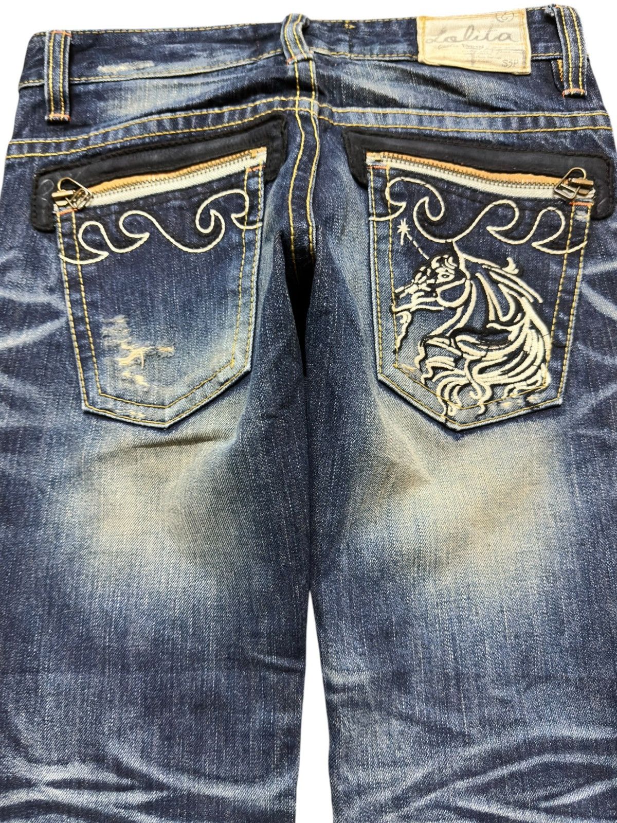 Ed Hardy Vintage Lolita Flare Mudwash Whiskers Embroidery Denim Size US 30 / EU 46 - 5 Thumbnail
