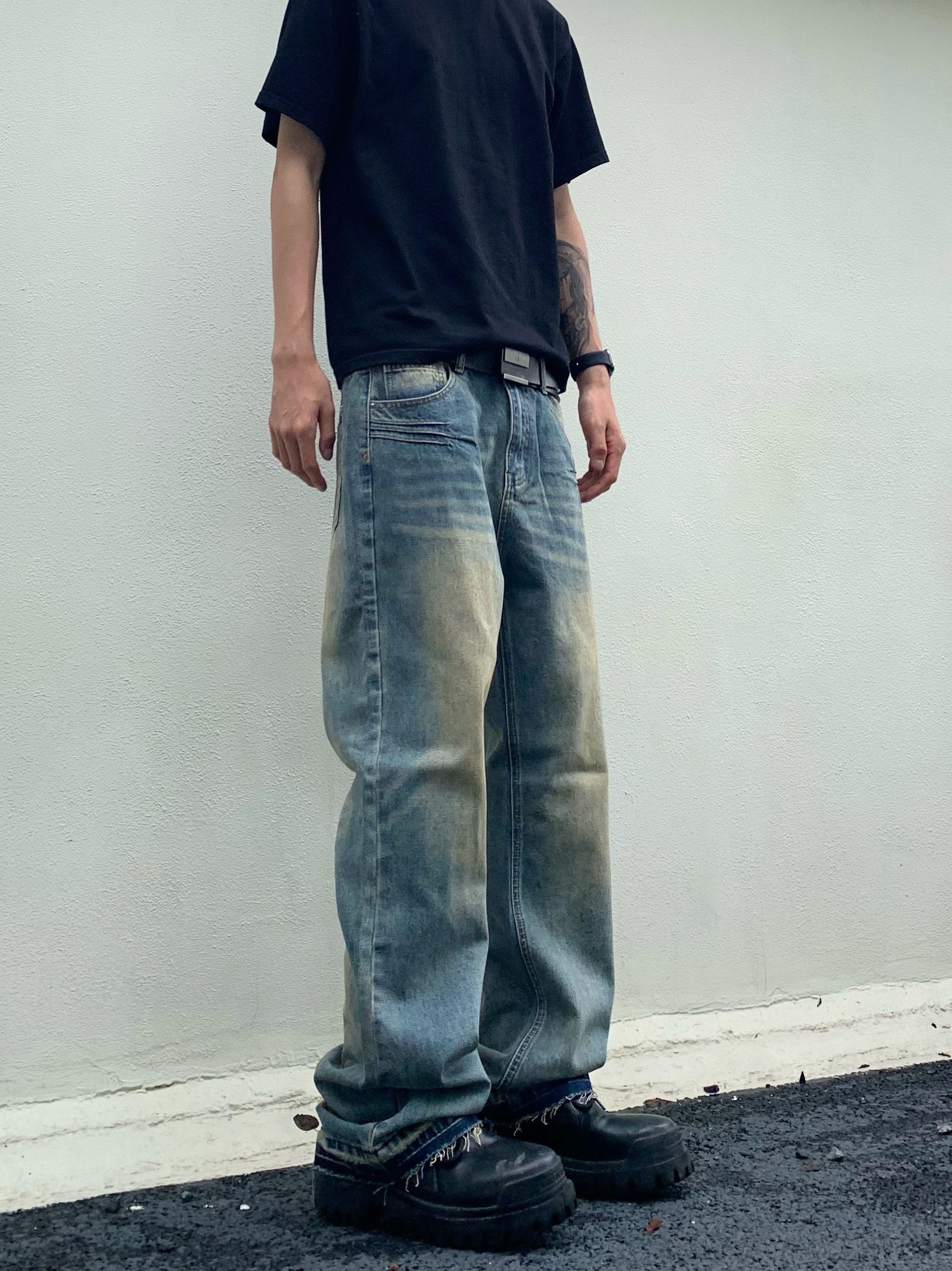 distressed washed faded paint grunge jeans