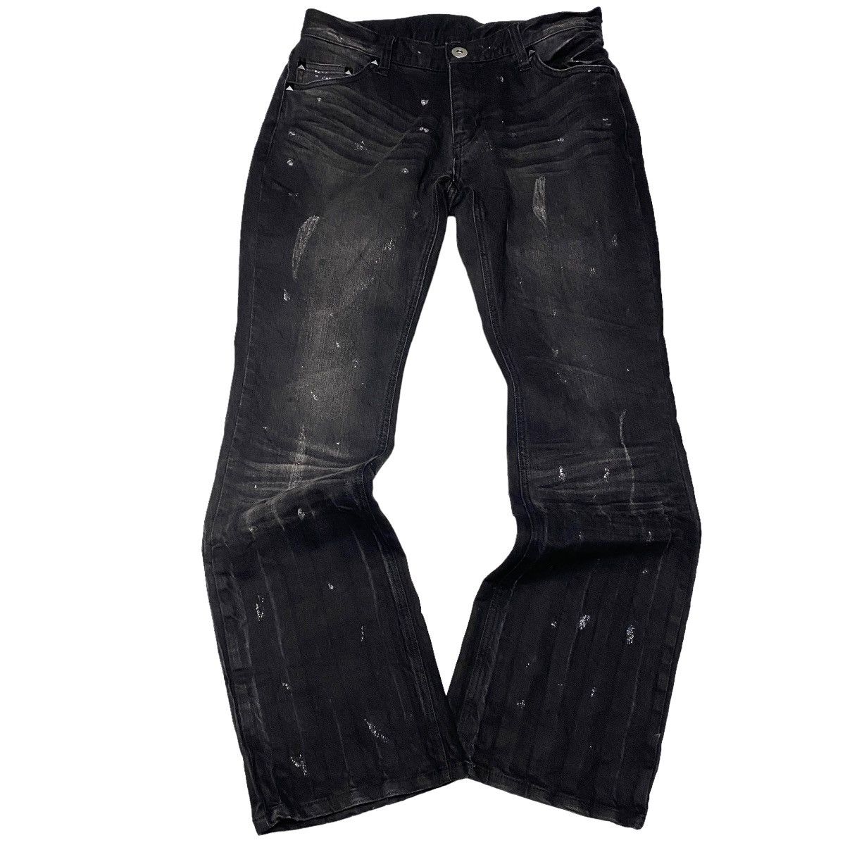 If Six Was Nine Japanese Flared Seawash Studded Glitter Jeans Size US 29 - 1 Thumbnail
