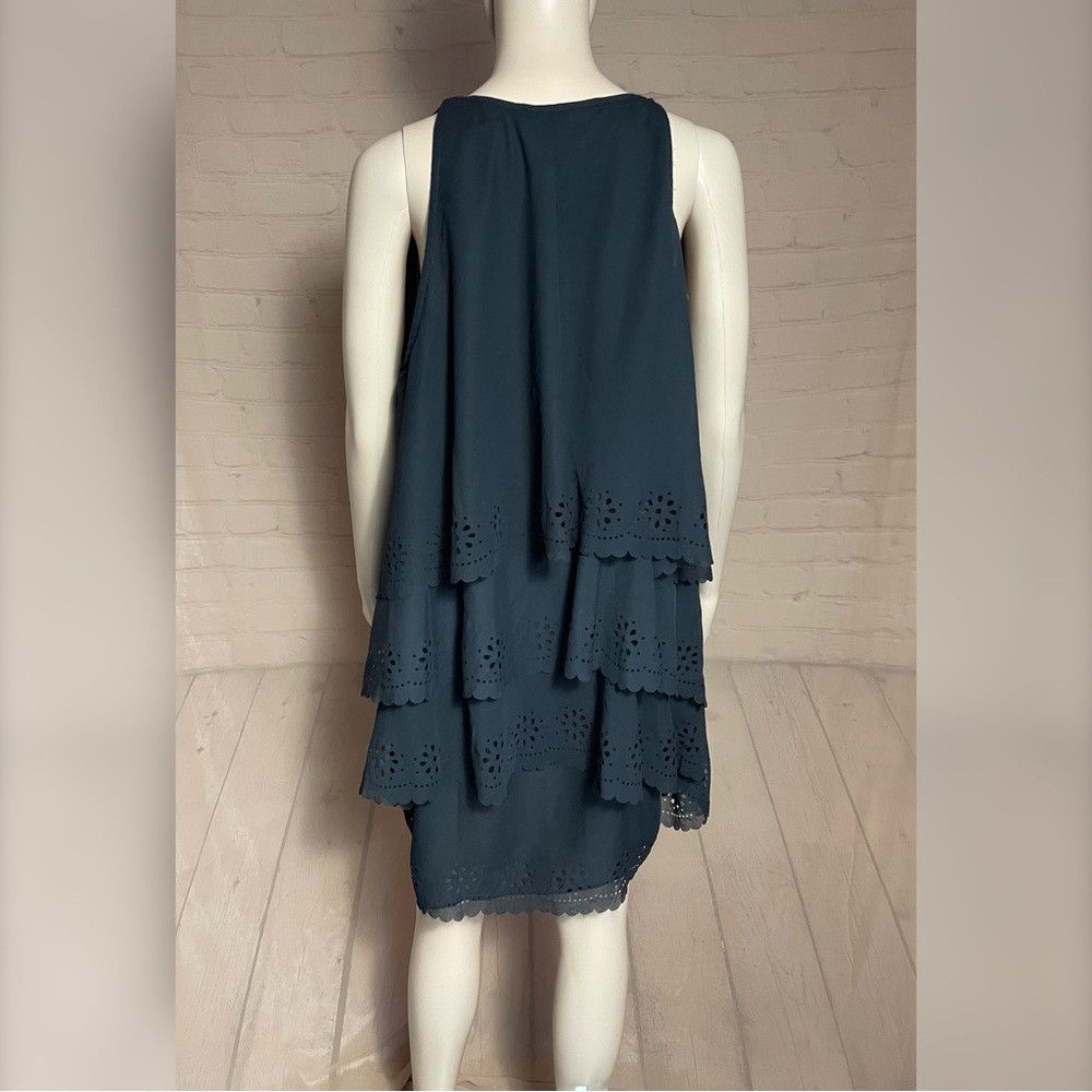 Other Ark & Co Black Sleeveless Laser Cut Back Ruffle Mini Dress Size L / US 10 / IT 46 - 3 Thumbnail