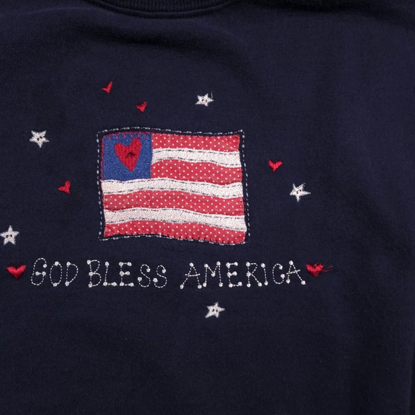 Vintage VINTAGE? Morning Sun Embroidered God Bless America USA Flag Navy XL Womens Sweatshirt Pullover Crewneck Embroidered Size XL / US 12-14 / IT 48-50 - 4 Thumbnail