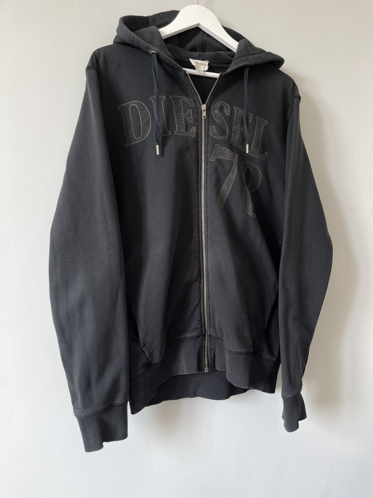 Diesel Vintage DIESEL 78 Big Logo Washed Y2k Punk Zip Up Hoodie Size US XL / EU 56 / 4 - 9 Thumbnail