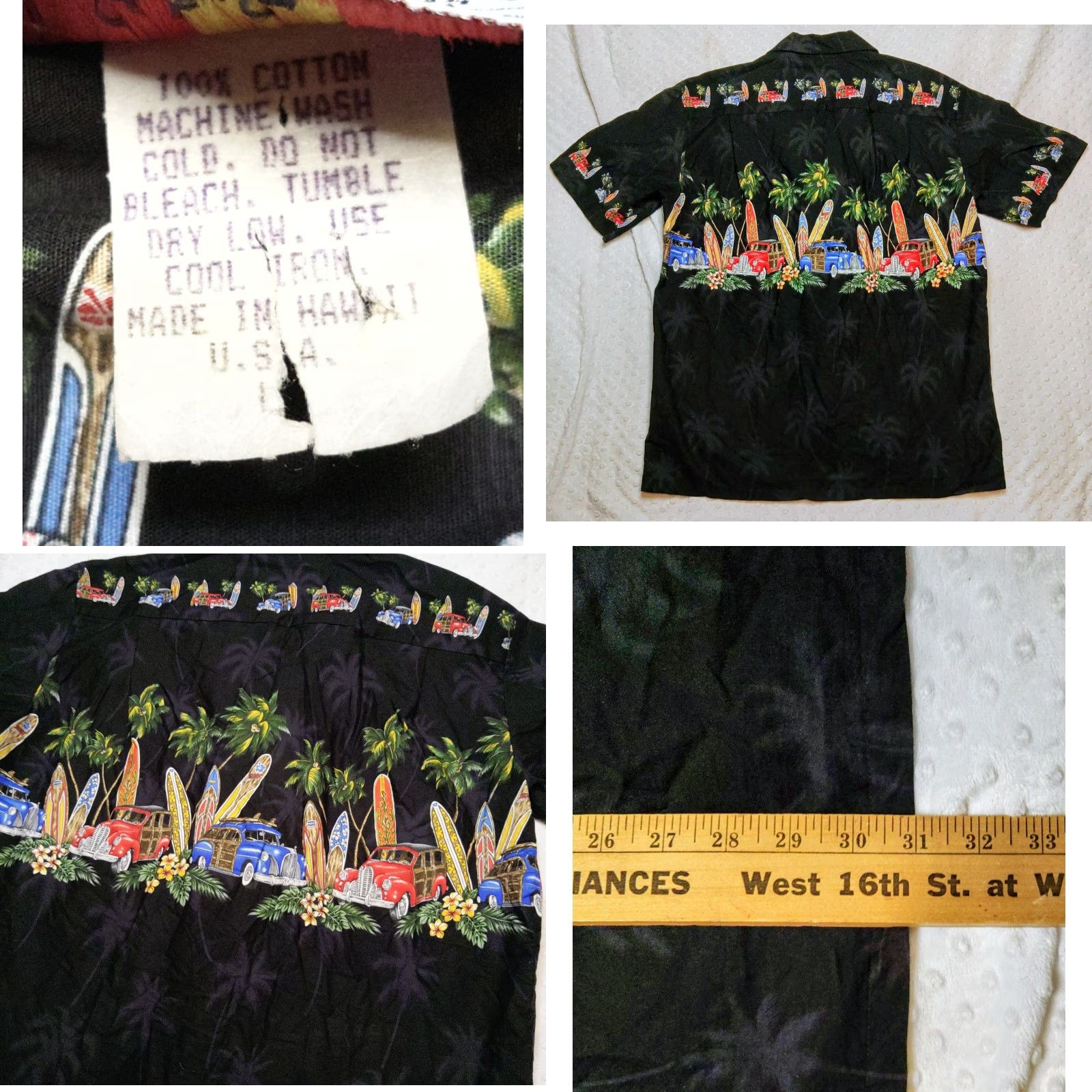 Vintage VINTAGE Pacific Legend Apparel, Inc. Hawaiian Shirt Mens Large Black 100% Cotton Woodie Cars Surfboard Beach Aloha 90s Size US L / EU 52-54 / 3 - 8 Thumbnail