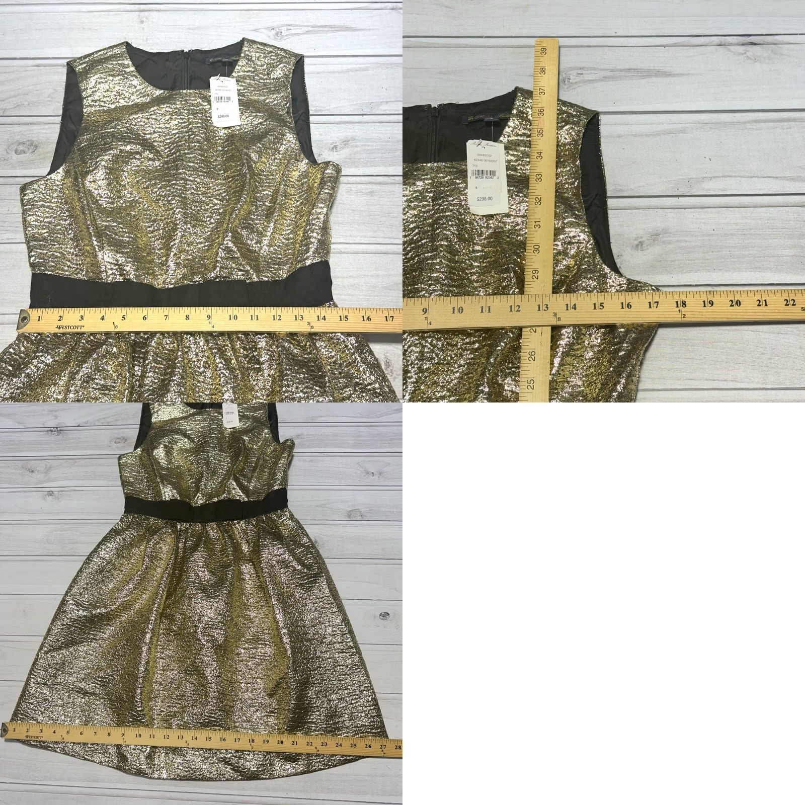 Brooks Brothers Brooks Brothers Dress 8 A-Line Sleeveless Party Cocktail NWT Gold Jacquard Knee Length Women Dress Size M / US 6-8 / IT 42-44 - 8 Thumbnail