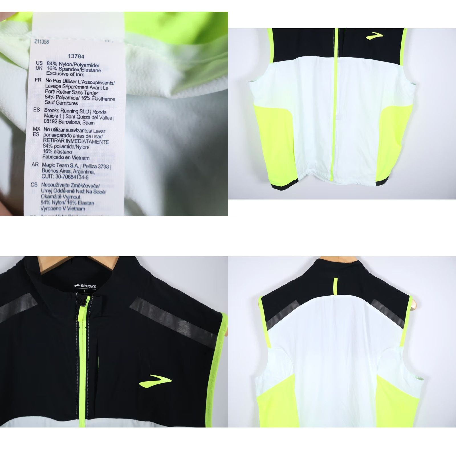 Brooks Brooks Running Vest Men's Large White Black Yellow Zip Up 211358 Size US L / EU 52-54 / 3 - 8 Thumbnail