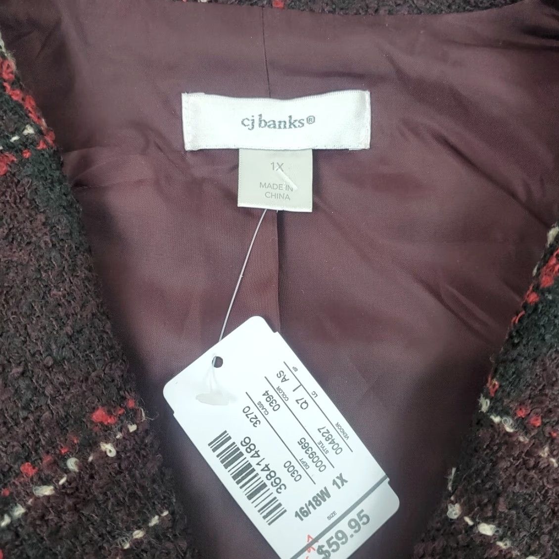 Vintage VINTAGE CJ Banks Poly Blend Sleeveless Full Zip Lined Vest Burgandy White Womens 1X Size XL / US 12-14 / IT 48-50 - 6 Thumbnail
