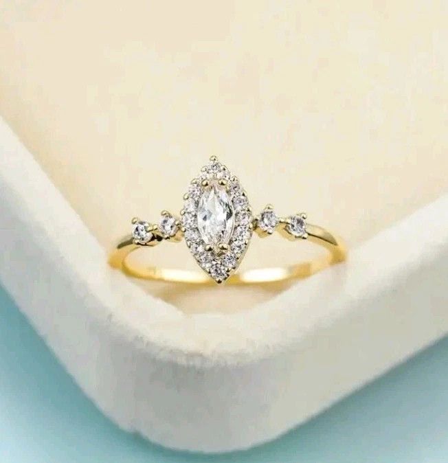 Other Marquise Cut Shape Cubic Zirconia Gold Band Ring Size 6 Size ONE SIZE - 1 Thumbnail